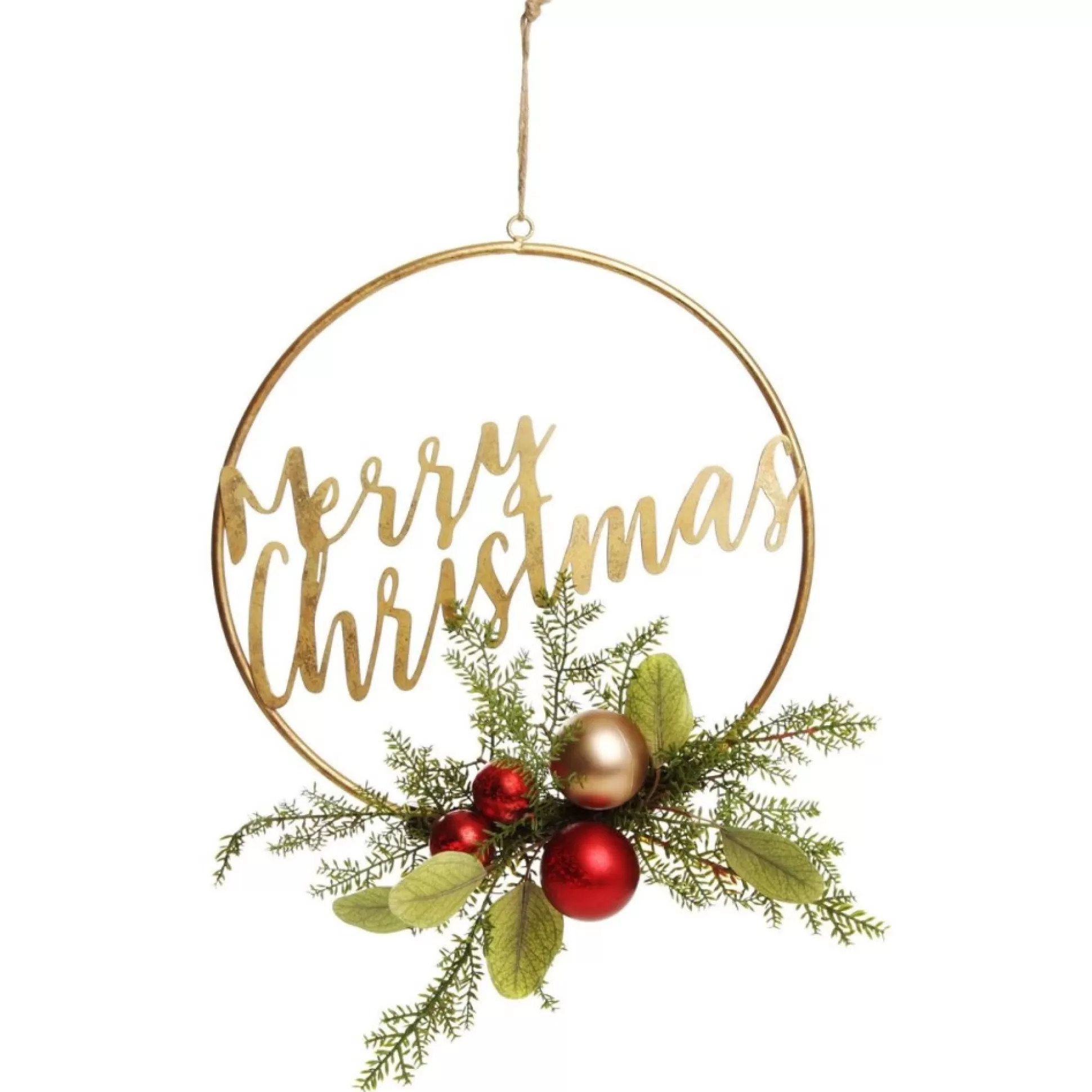 Merry Christmas Metal Hoop wth Florals Christmas Wreaths |