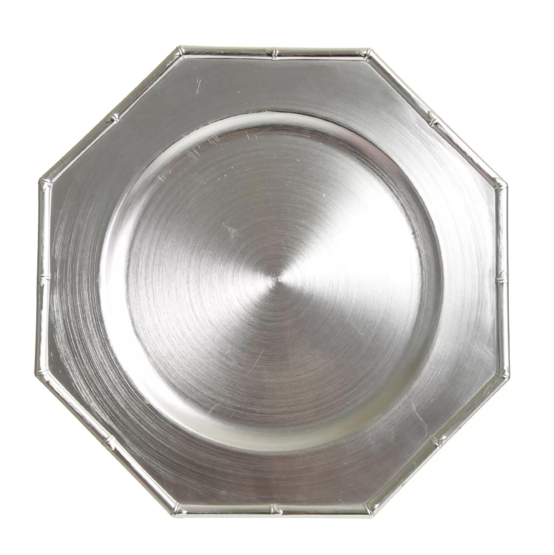 Metallic Silver Christmas Charger Plate with Bamboo Pattern Trim Christmas Table Decor |