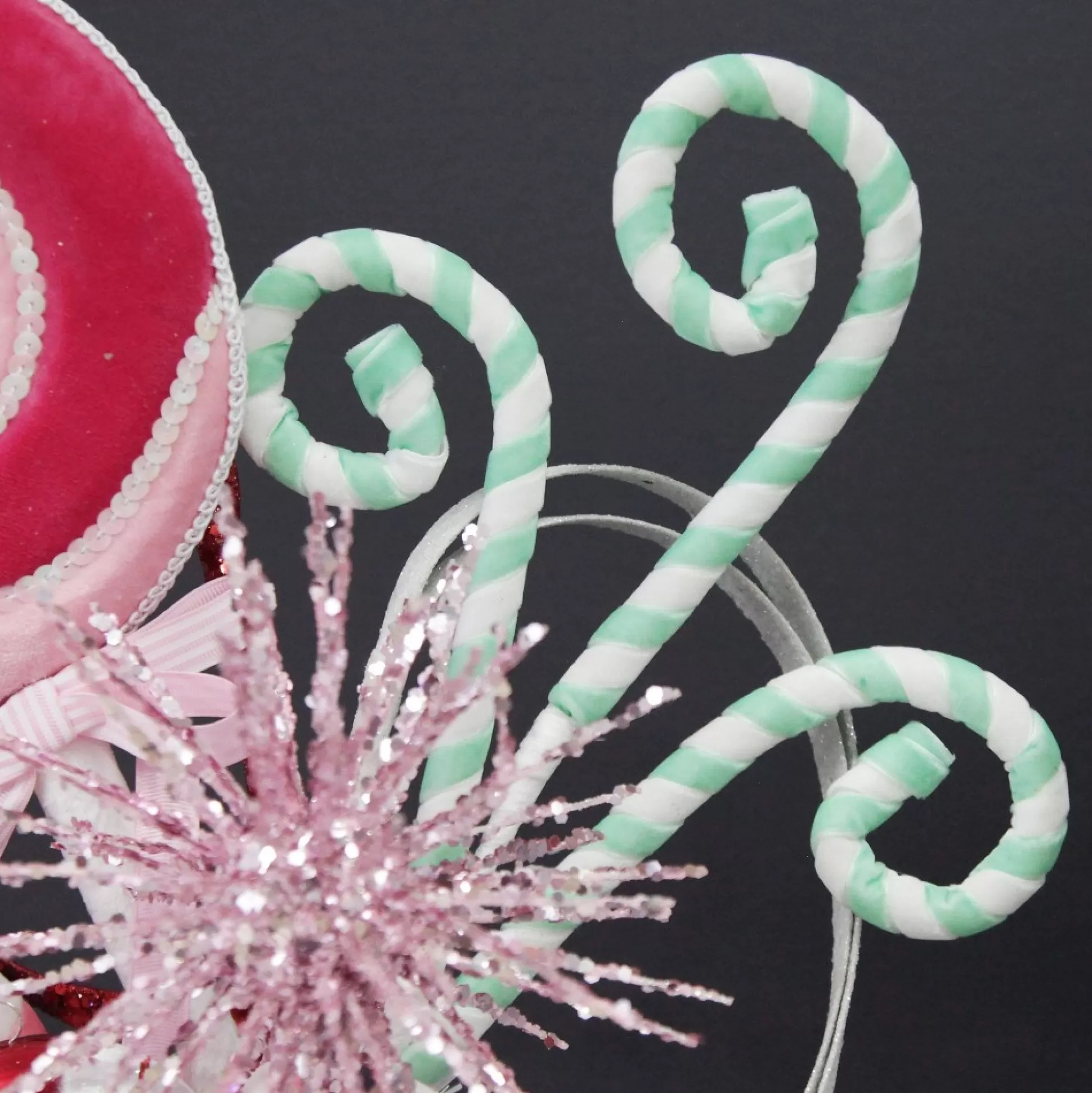 Mint and White Velvet Candy Cane Pick Christmas Tree Picks |