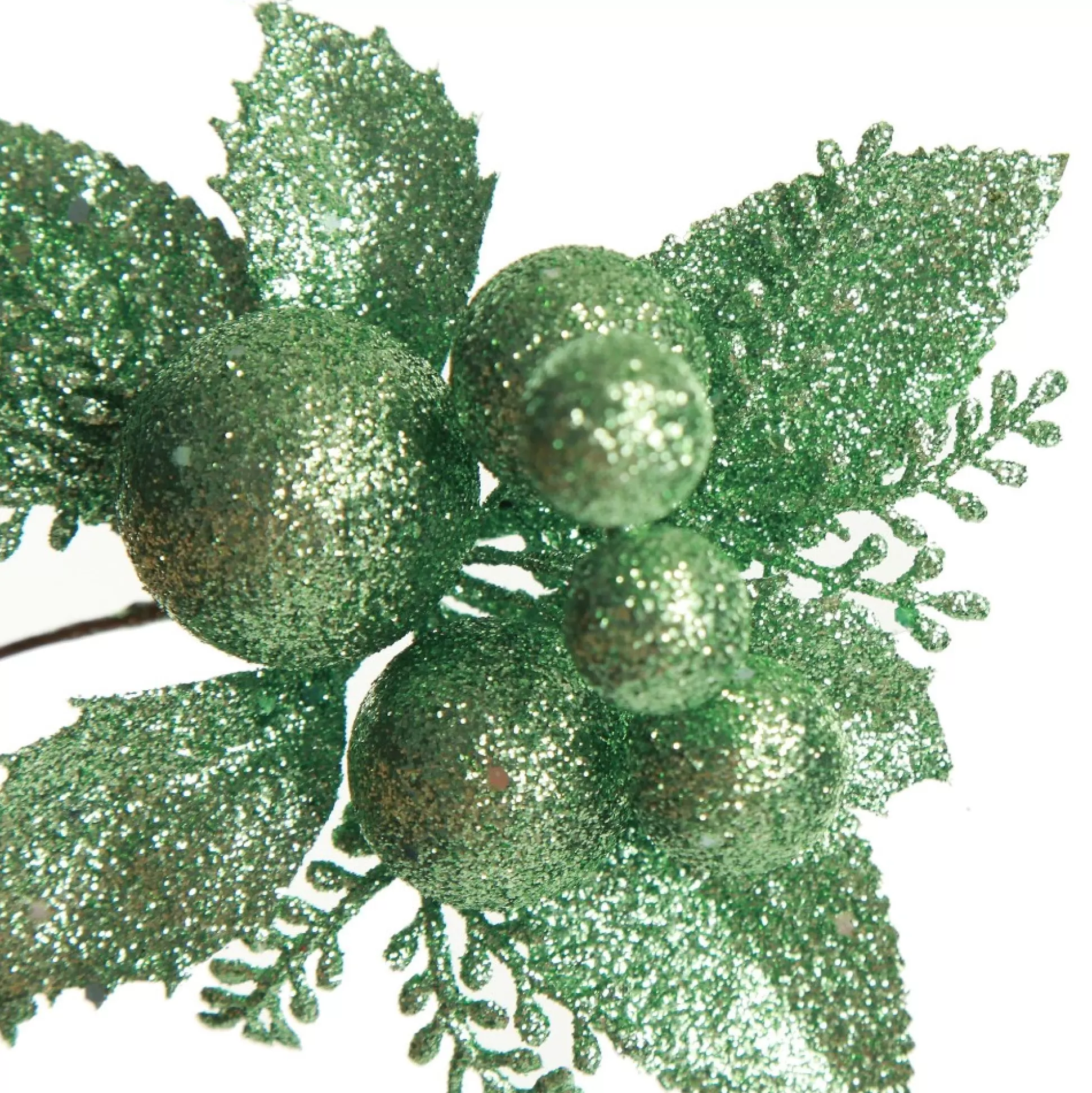 Mint Glitter Ball and Leaf Pick - Set of 2 Christmas Pick | Mint Glitter Ball And Leaf Pick - Set Of 2