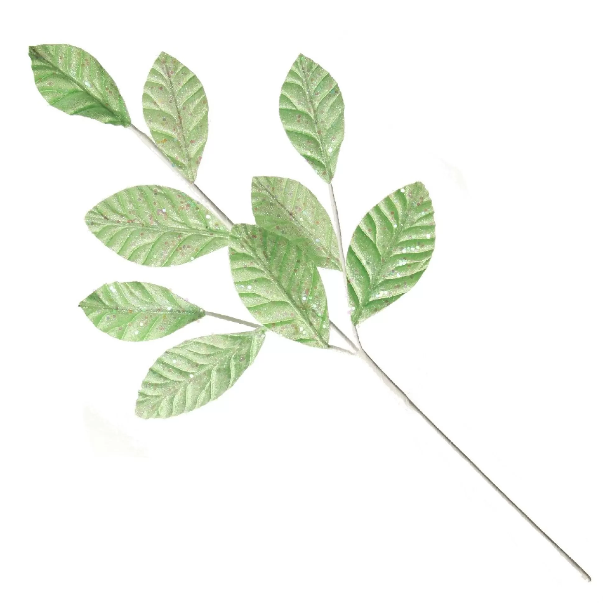 Mint Green Glitter Leaf Spray Christmas Pick |