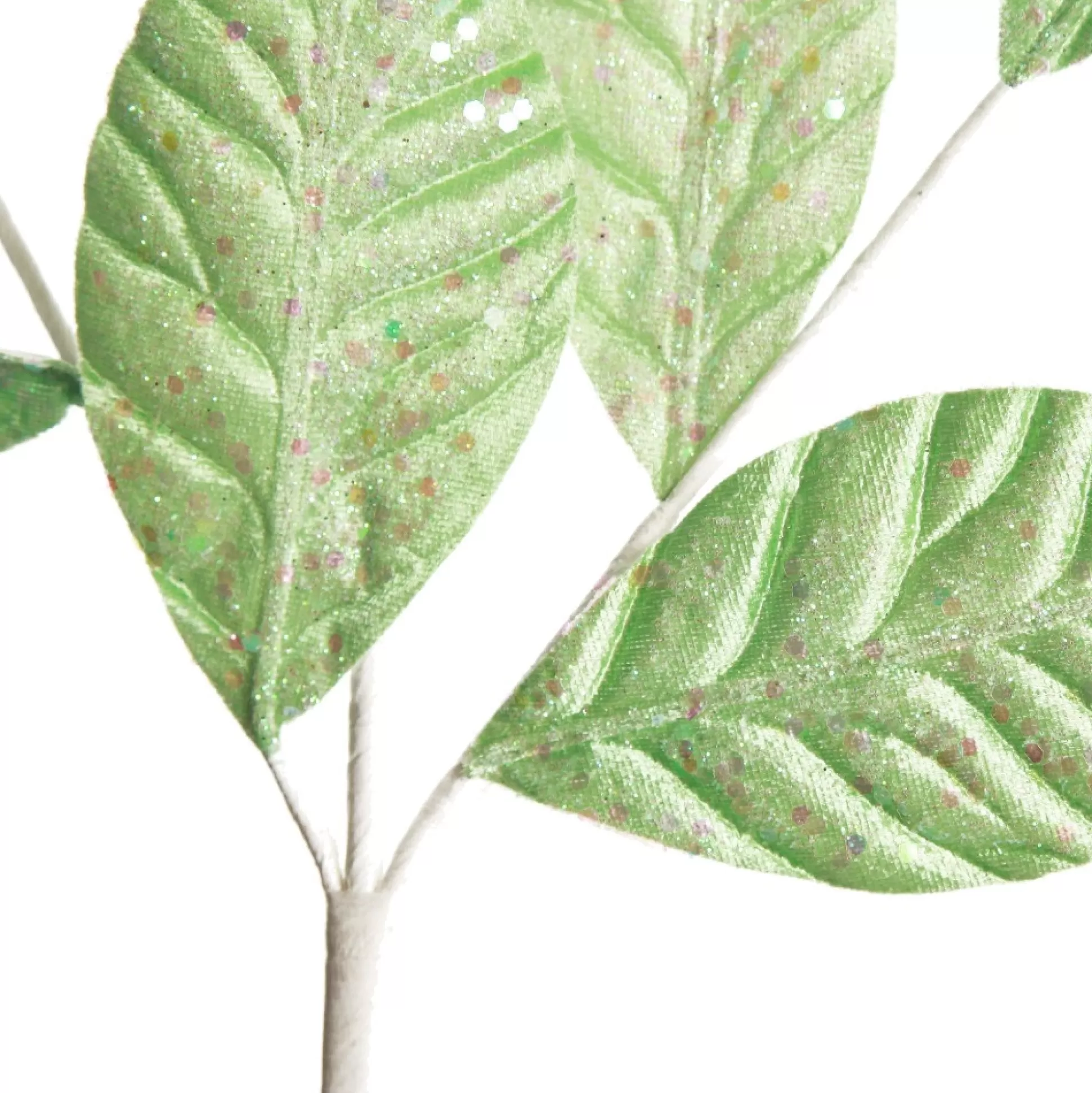 Mint Green Glitter Leaf Spray Christmas Pick |