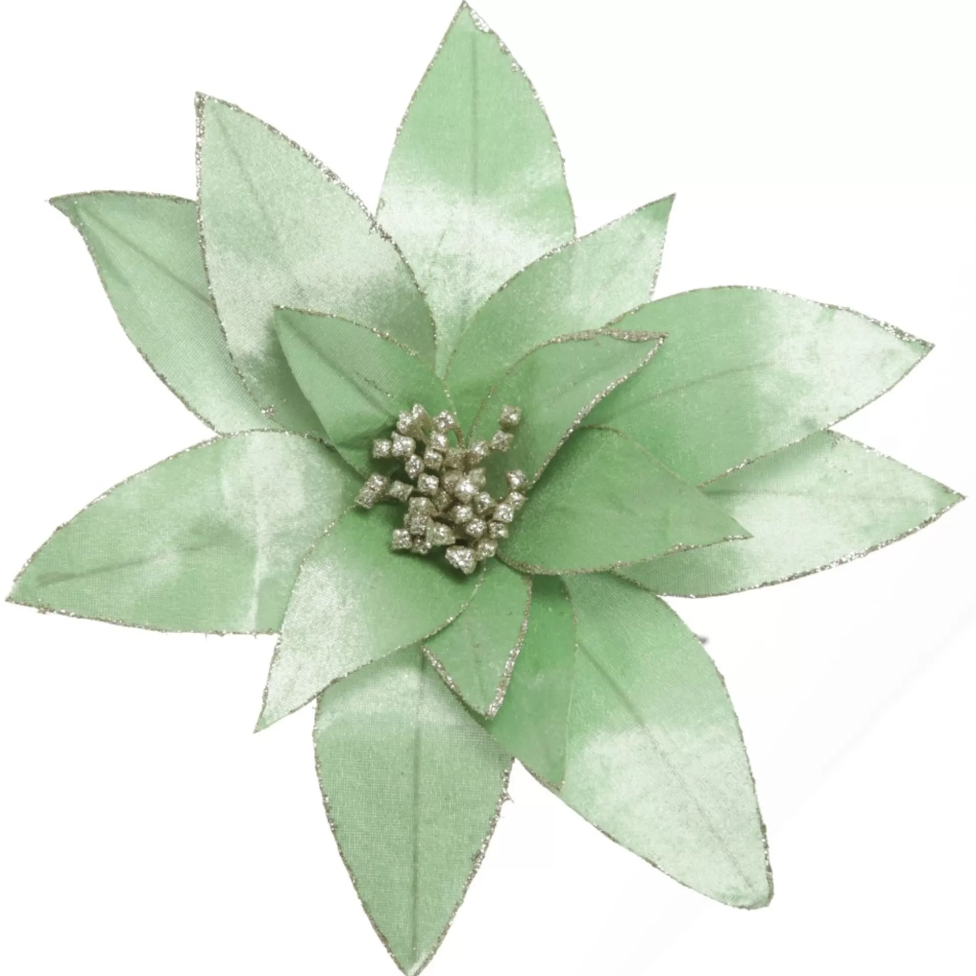 Mint Green Lily Flower Stem with Gold Glitter Trim Christmas Flowers |
