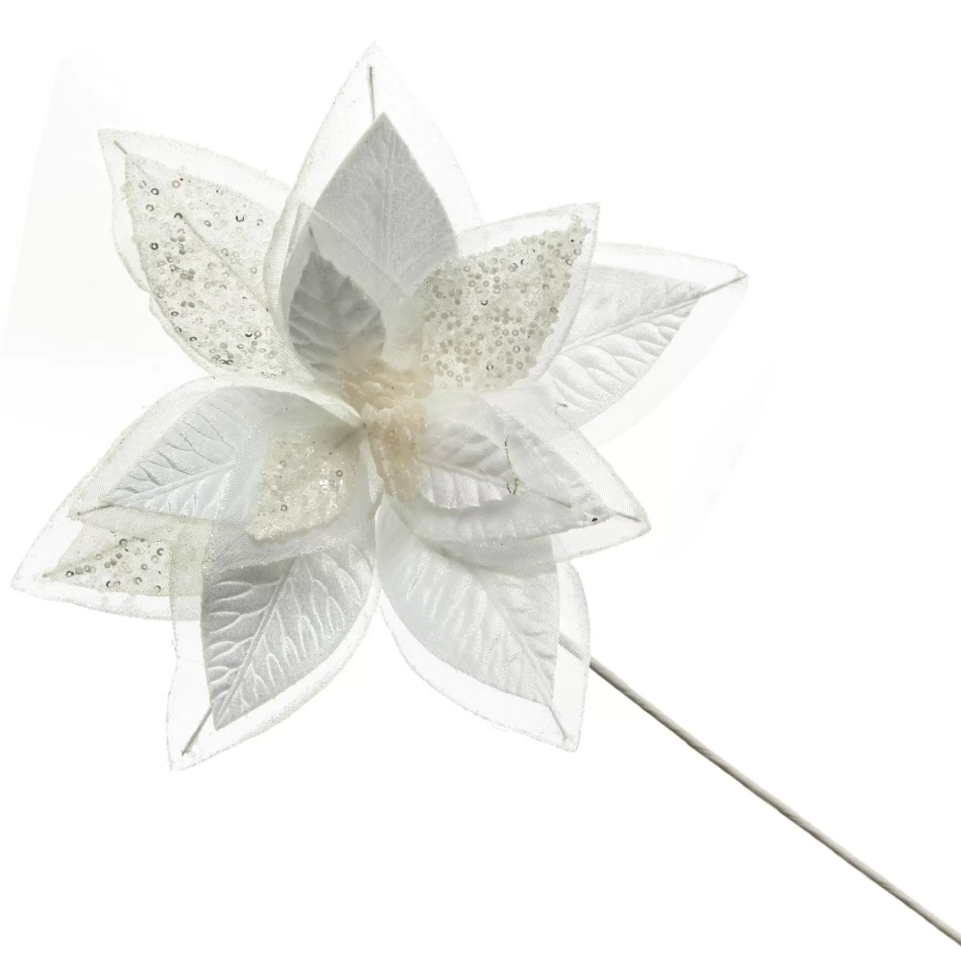 Mixed Petal White Poinsettia Flower Stem Christmas Flowers |
