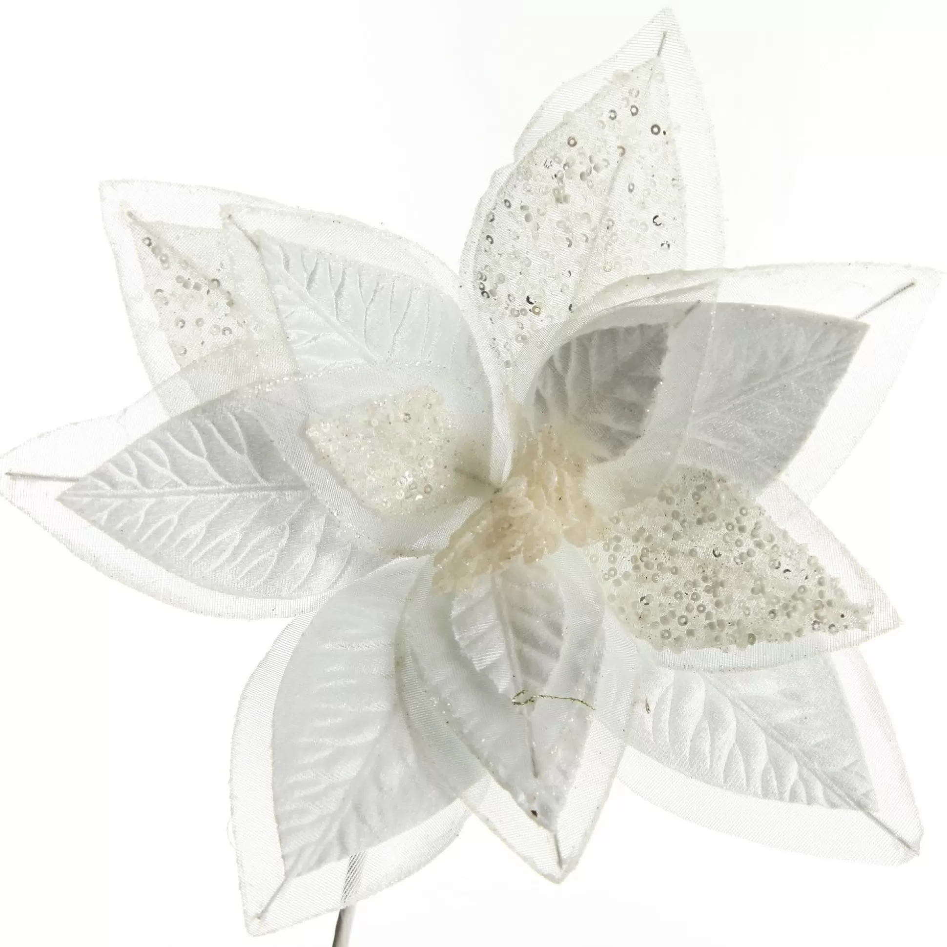 Mixed Petal White Poinsettia Flower Stem Christmas Flowers |