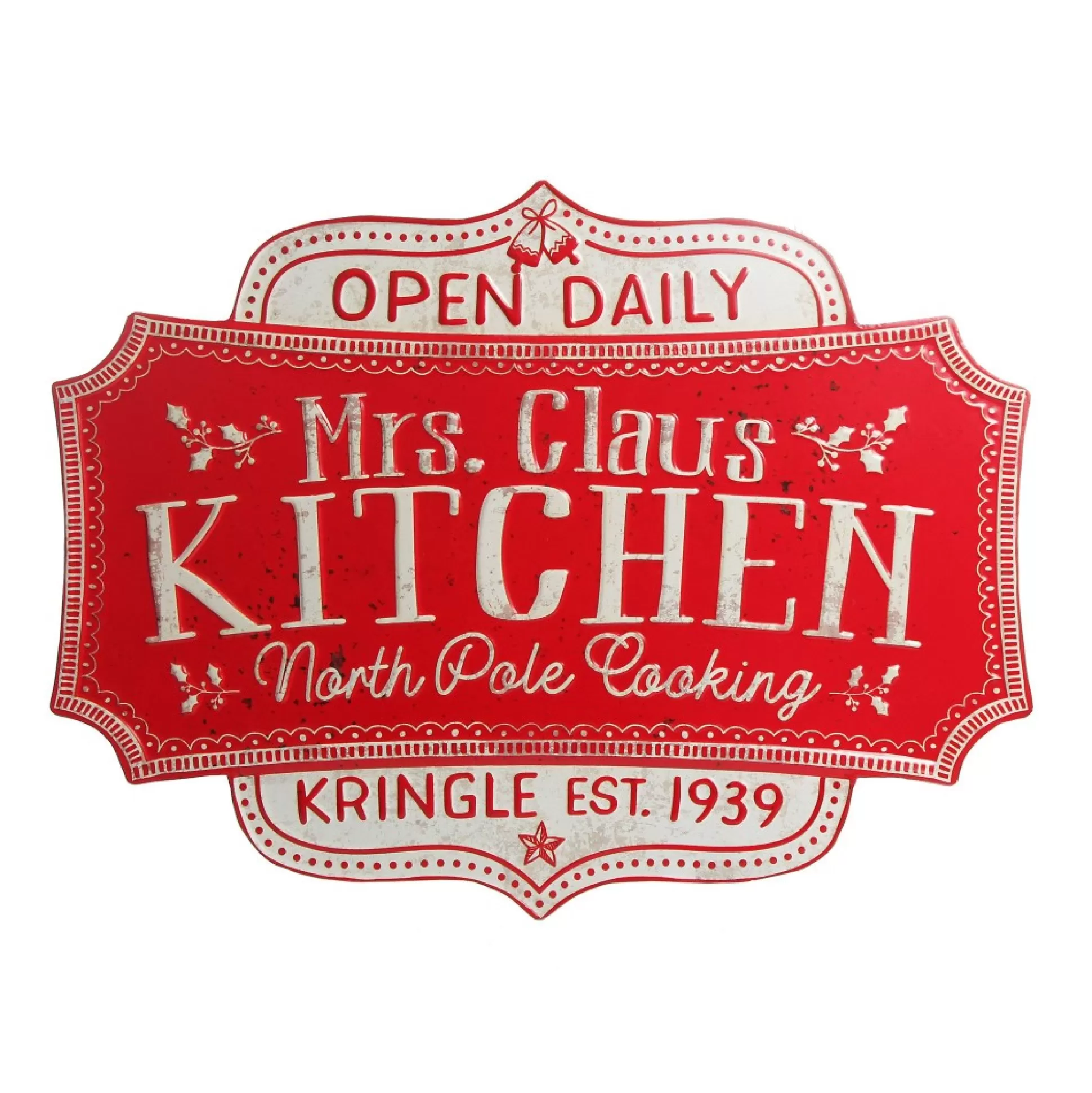 Mrs Claus Kitchen Retro Metal Christmas Sign Wall Hangings And Signs |