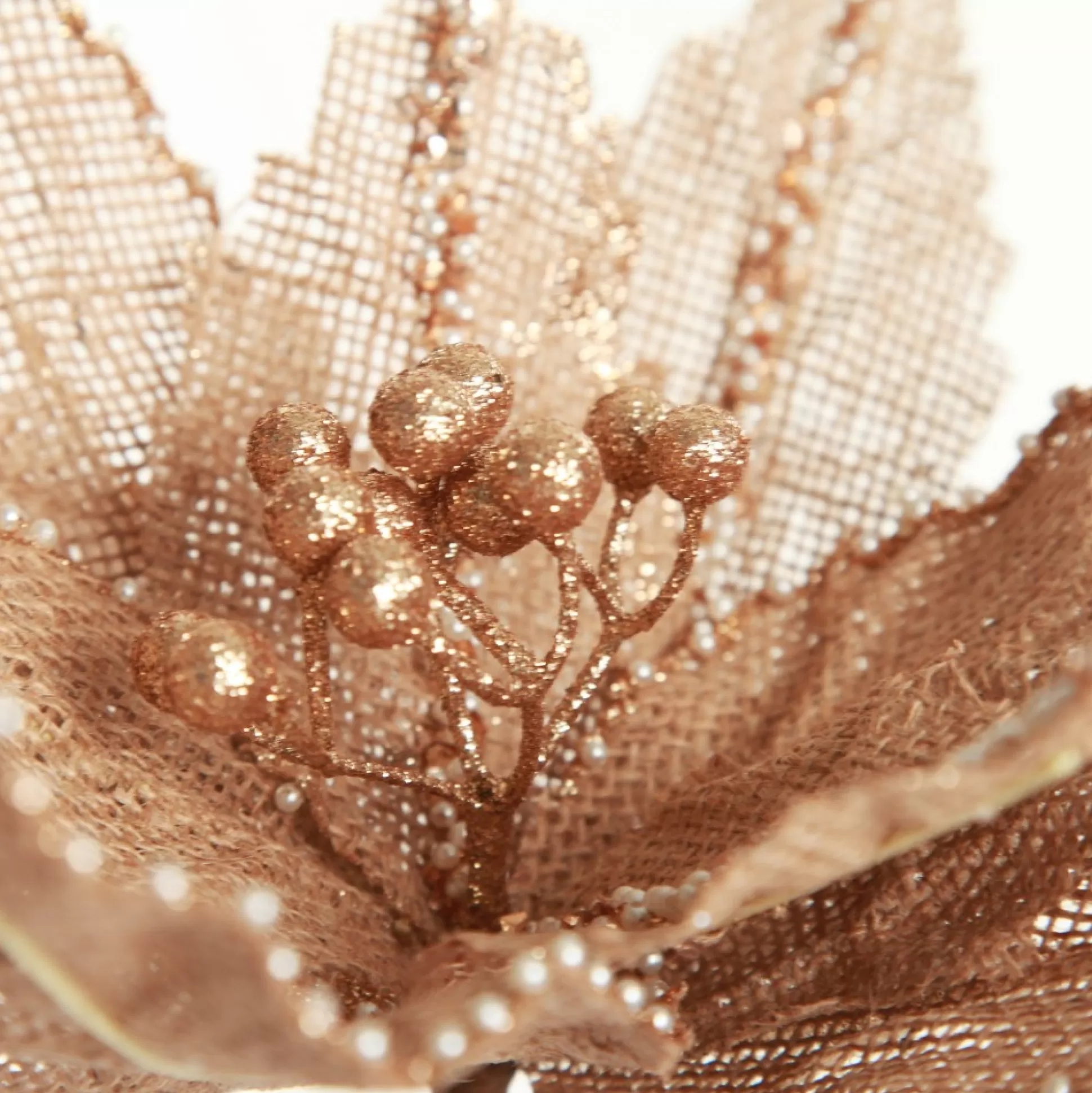 Natural Burlap Poinsettia Flower Clip with Beads Christmas Flowers |