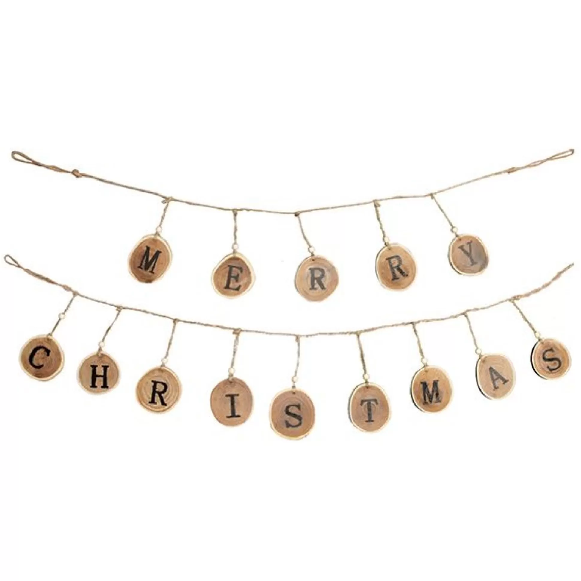 Natural Wood Merry Christmas Garland Tree Garlands |