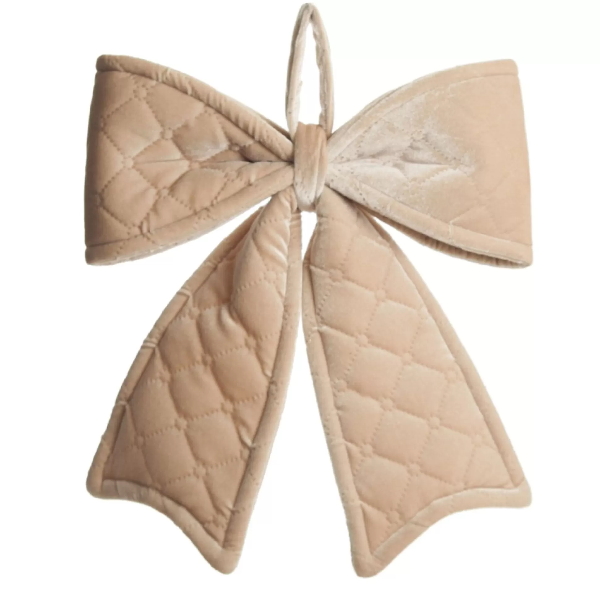 Nude Pink Padded Quilted Velvet Bow Christmas Bells And Bows |