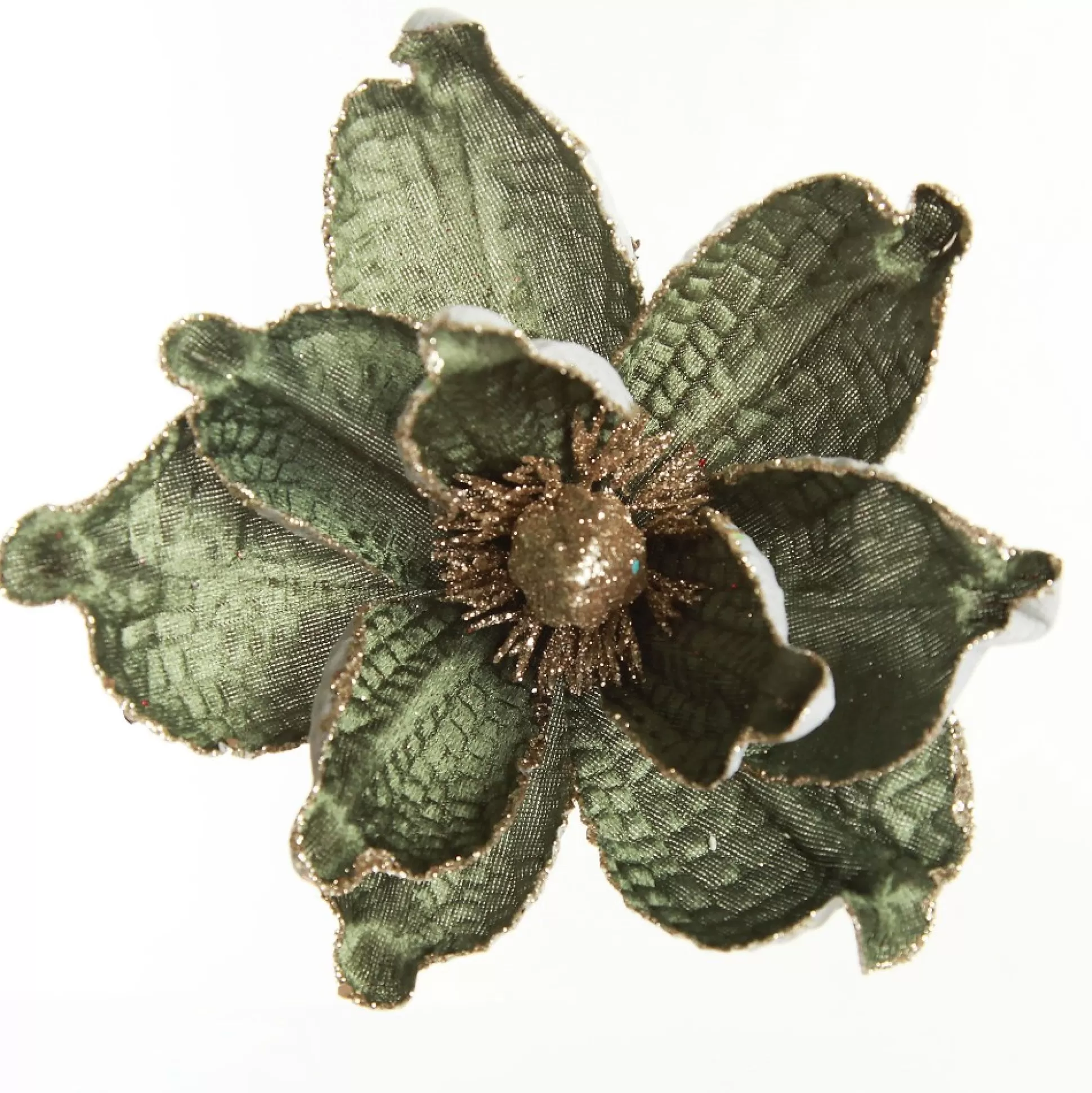 Olive Green Velvet Magnolia Flower Clip Christmas Flowers |