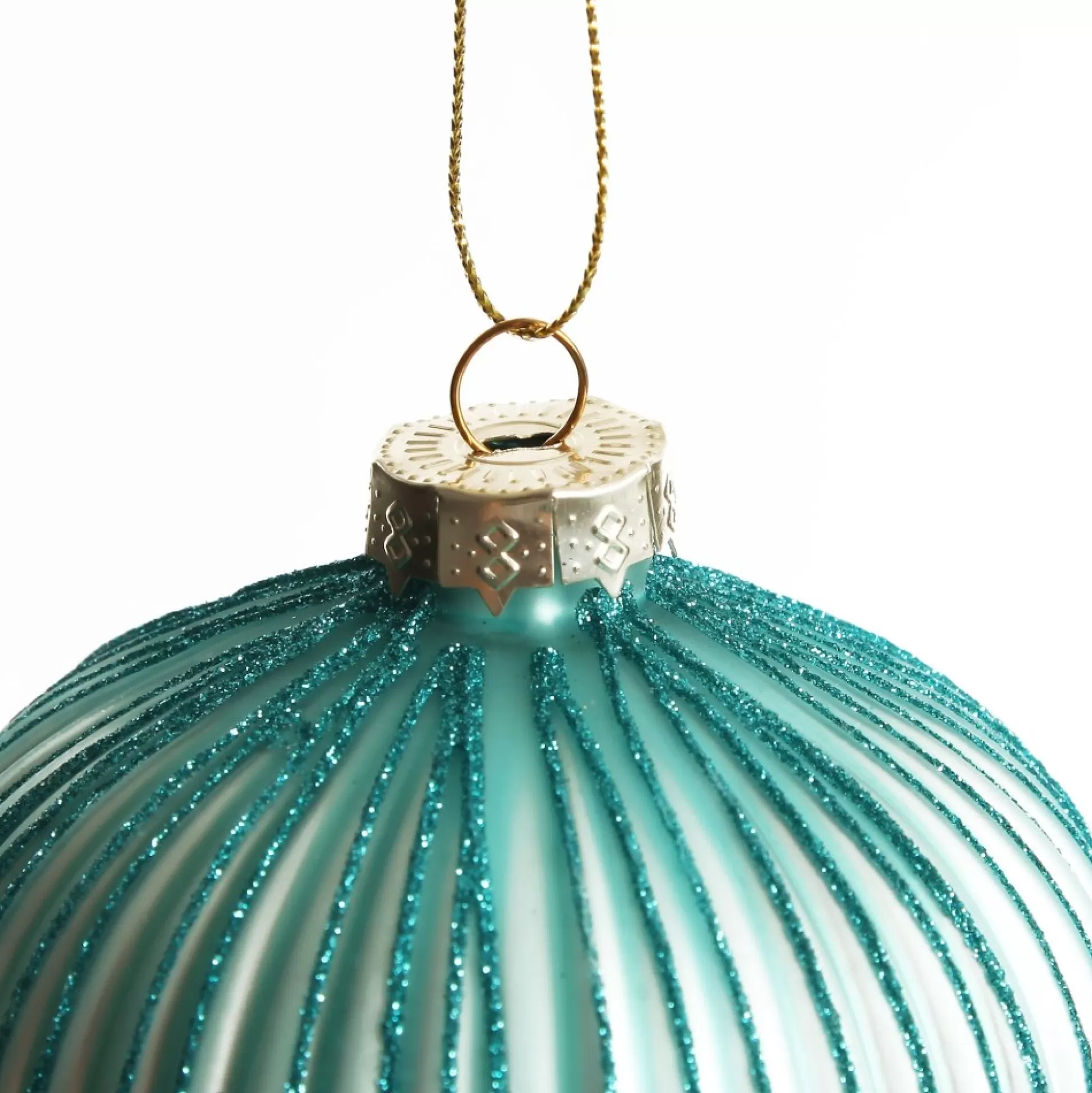 Pale Blue Glass Ribbed Onion Christmas Bauble Decorative Christmas Baubles |