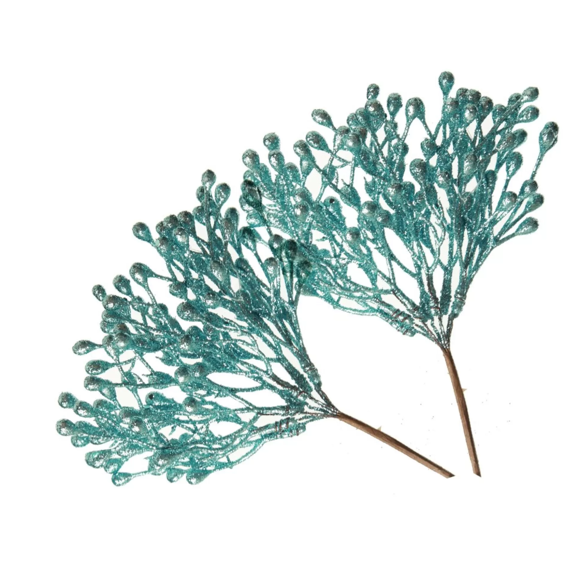 Pale Blue Glitter Berry Pick - Set of 2 Christmas Pick |