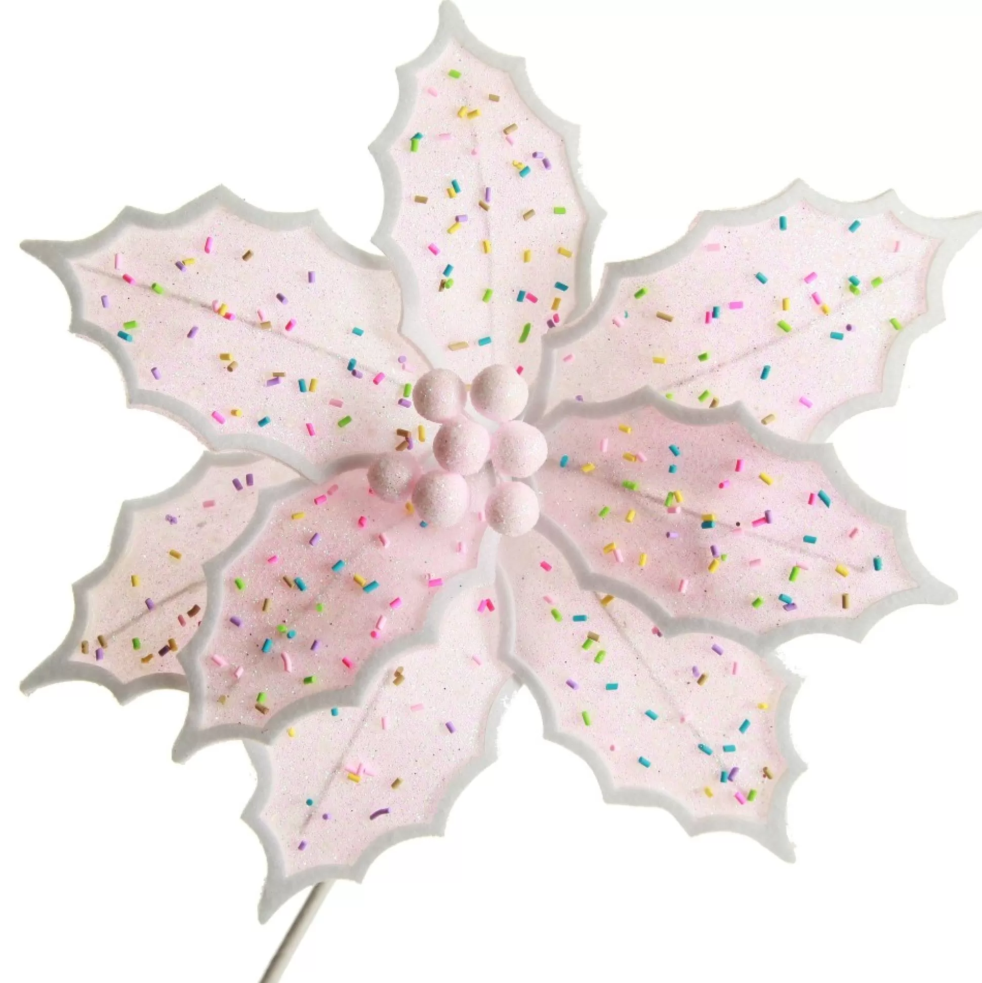 Pale Pink Poinsettia Flower Stem with Multicoloured Sprinkles Christmas Flowers |