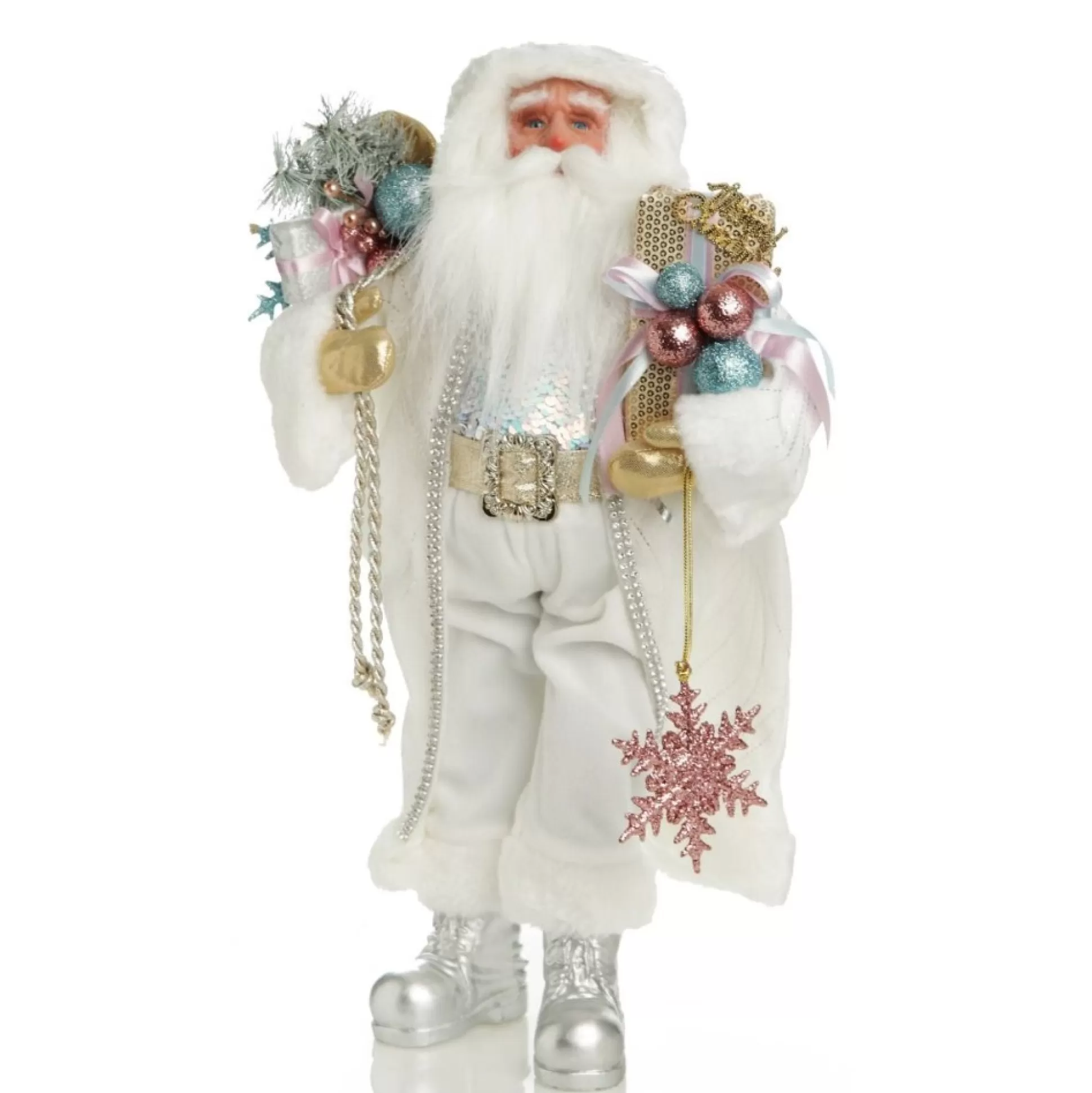 Pastel and White Santa Christmas Ornament Christmas Figurines |