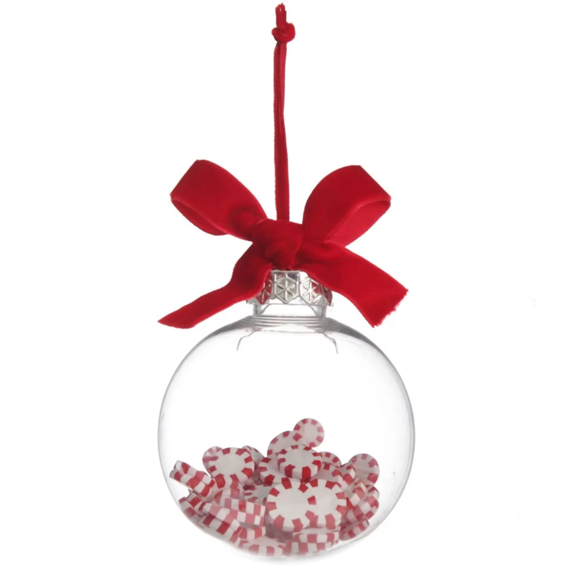 Peppermint Candy Filled Bauble Clear Shatterproof Bauble Decorative Christmas Baubles |