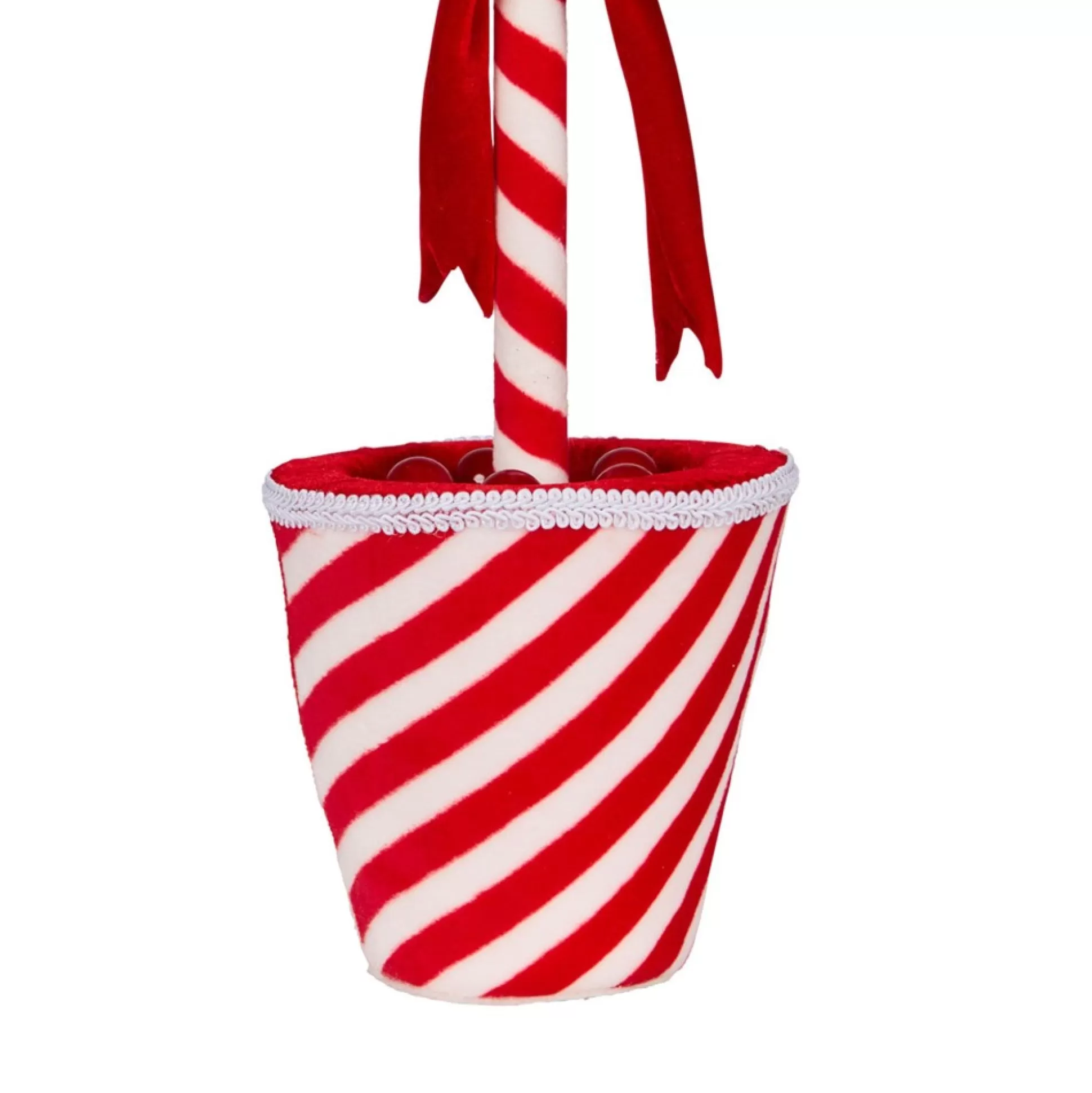 Peppermint Velvet Lollipop in Candy Cane Stripe Topiary Pot Christmas Ornaments |