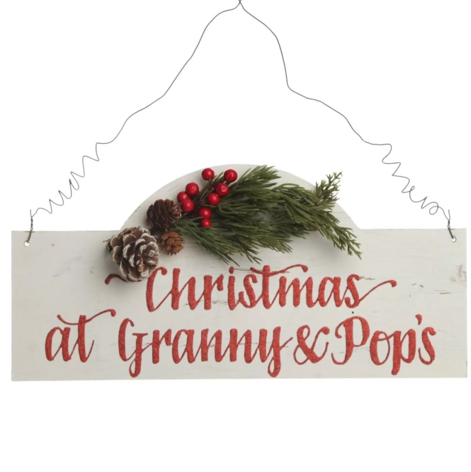 Personalised Arched Country Christmas Wood Plaque with Red Berry Christmas Plaques |