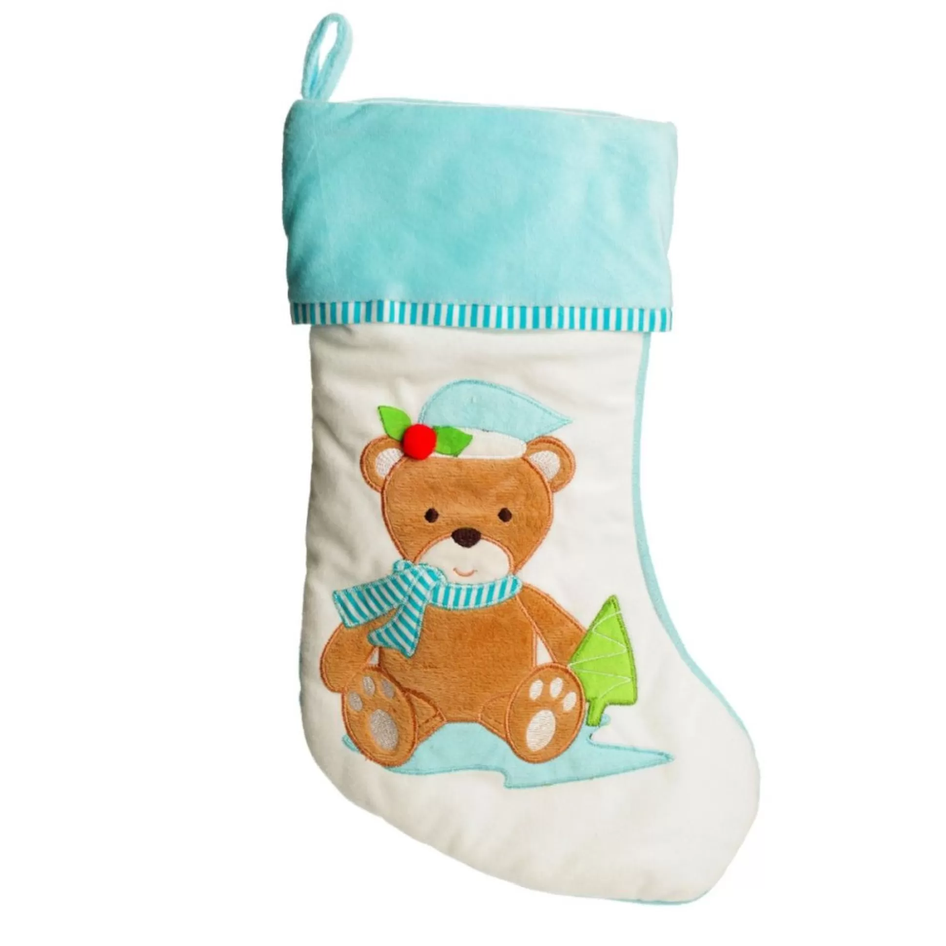 Personalised Baby Blue Teddy Bear Christmas Stocking Personalised Stockings |
