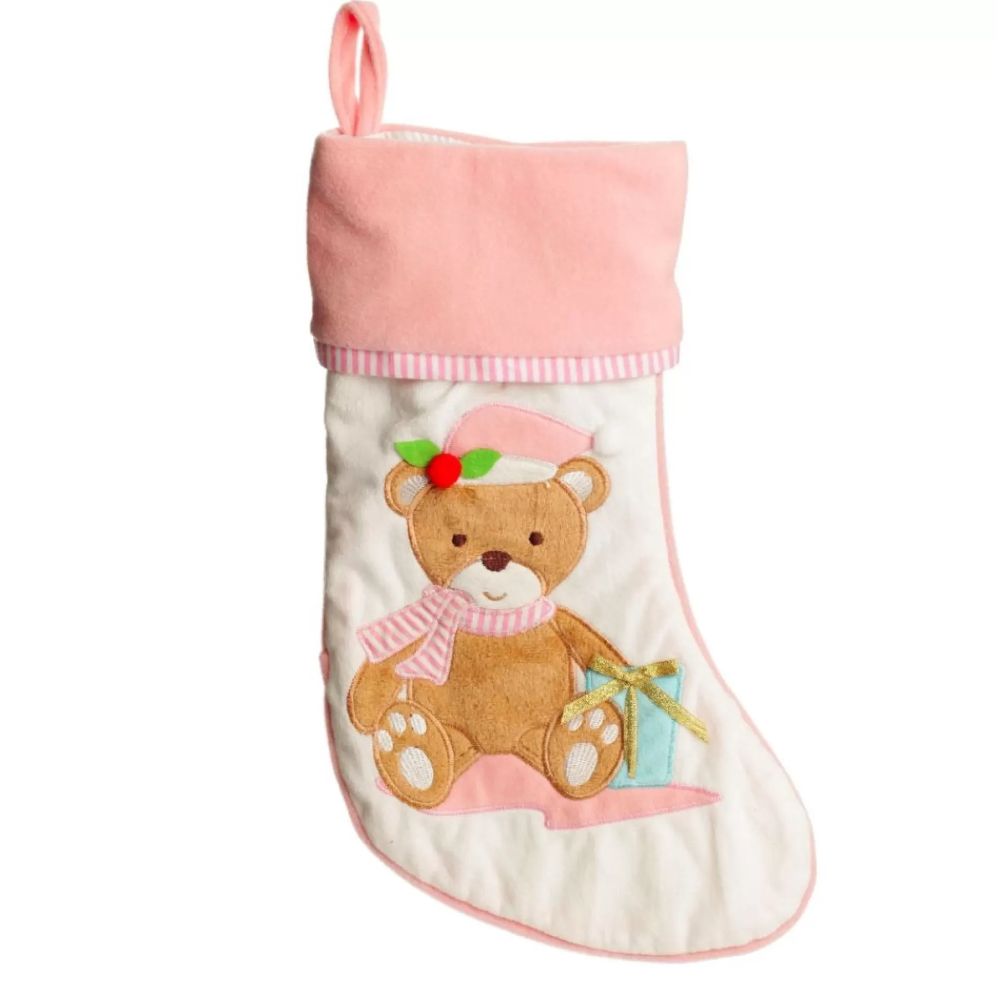 Personalised Baby Pink Teddy Bear Christmas Stocking Personalised Stockings |