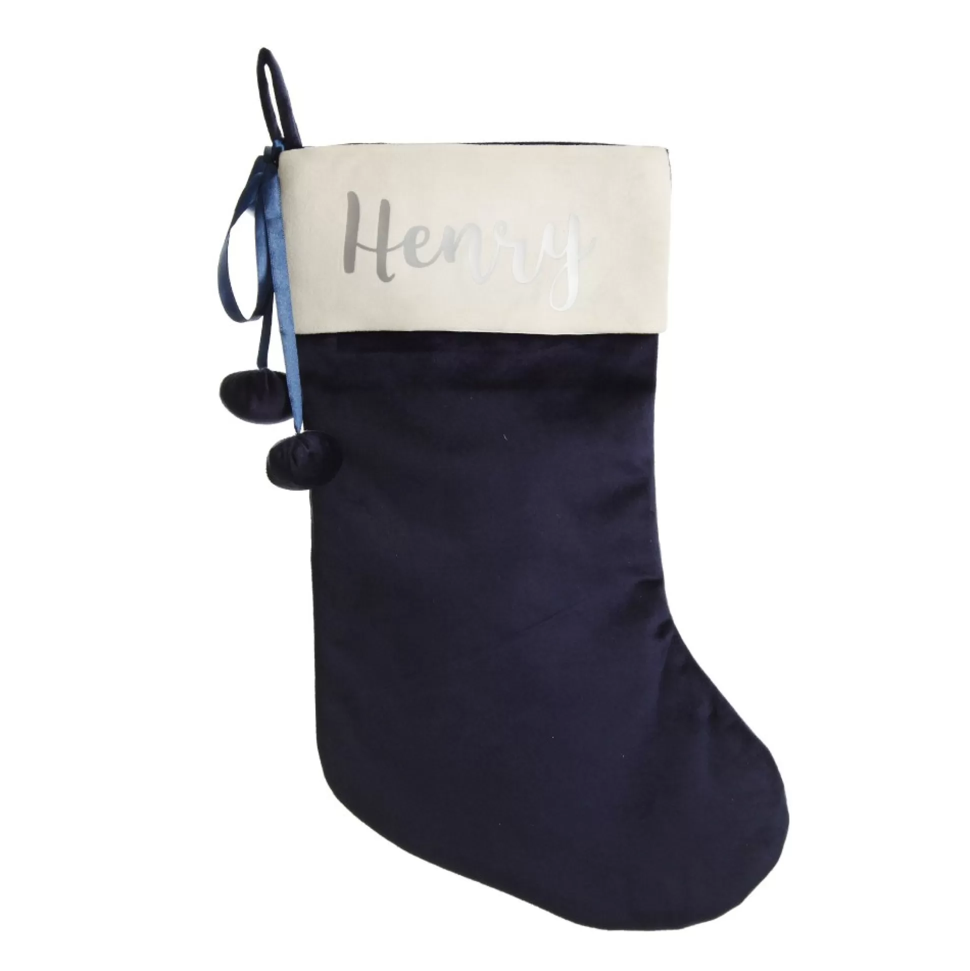 Personalised Blue Velvet Christmas Stocking Personalised Stockings |