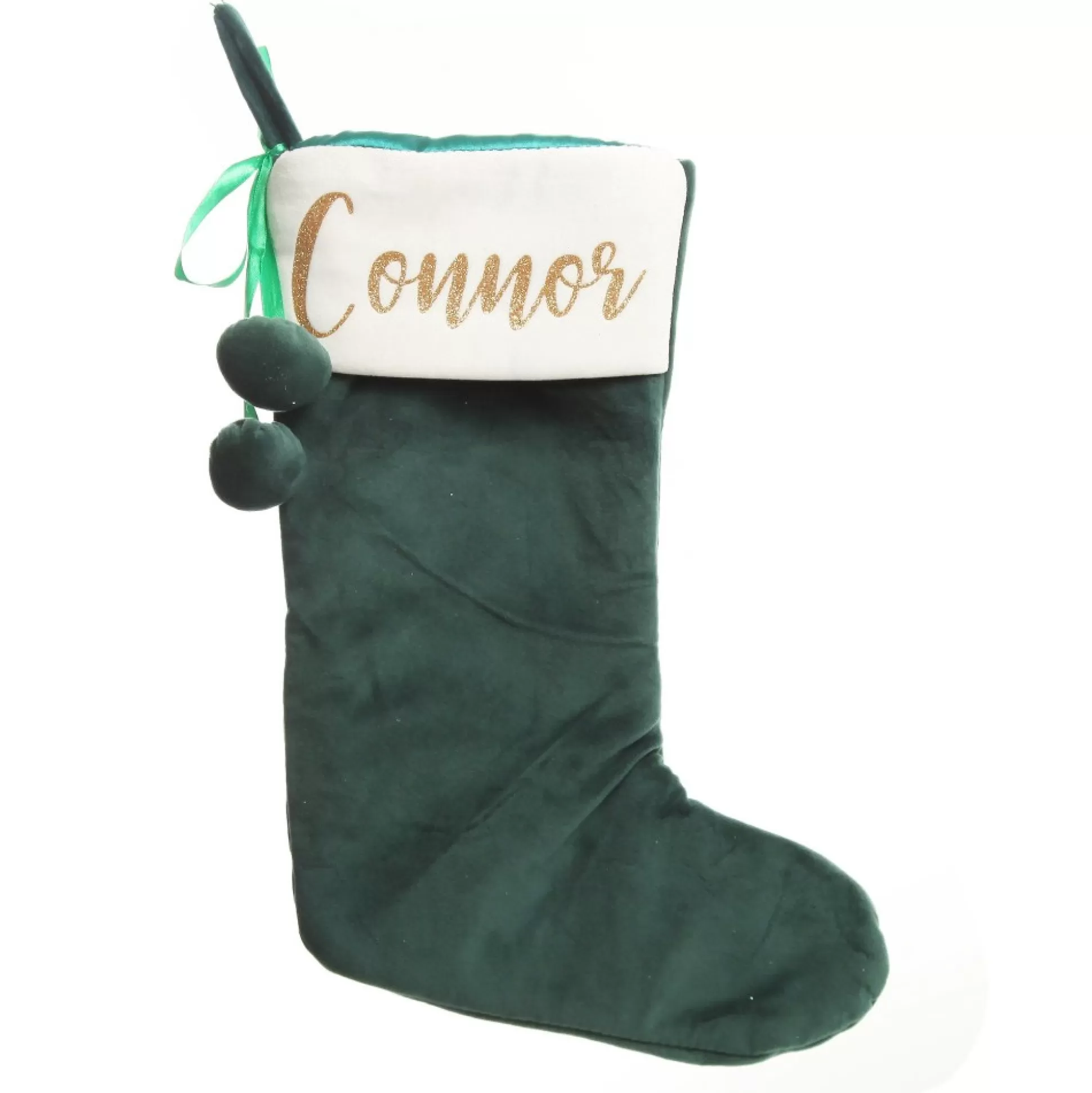 Personalised Bottle Green Velvet Christmas Stocking Personalised Stockings |
