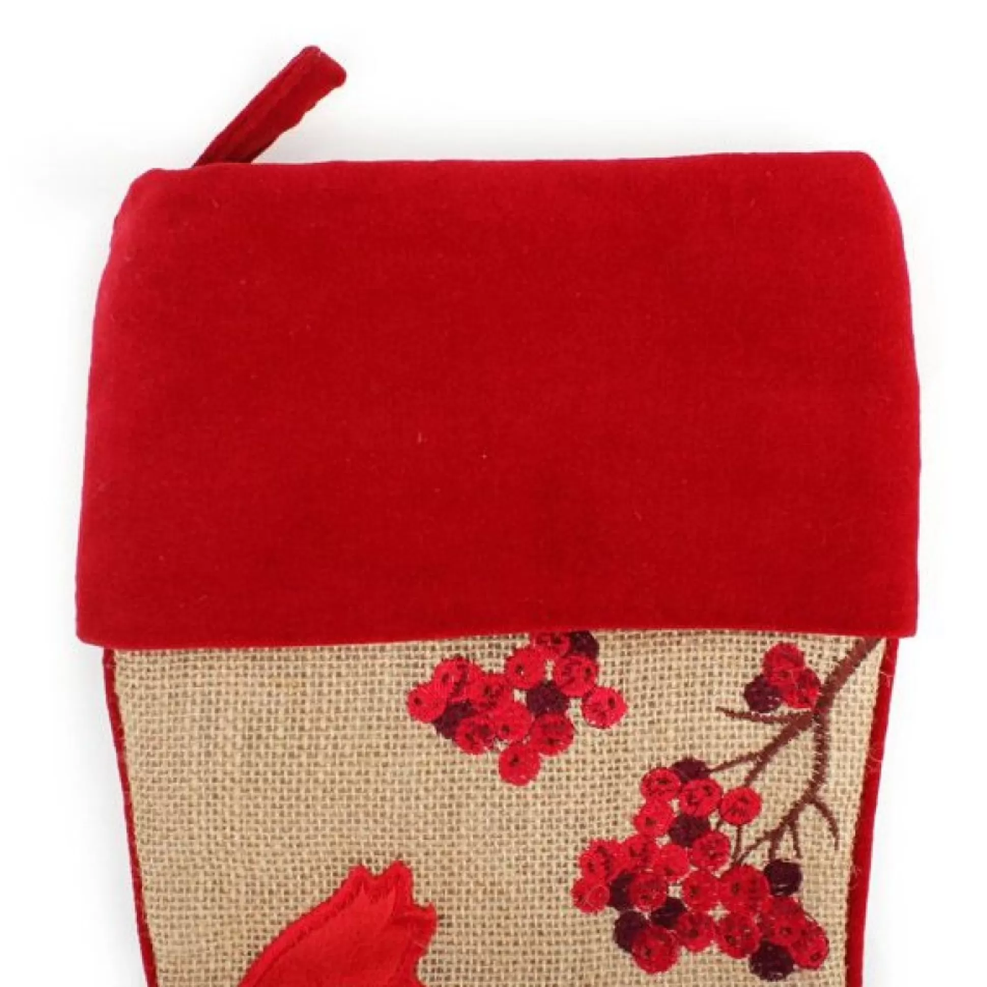 Personalised Burlap Cardinal Bird Christmas Stocking Personalised Stockings |