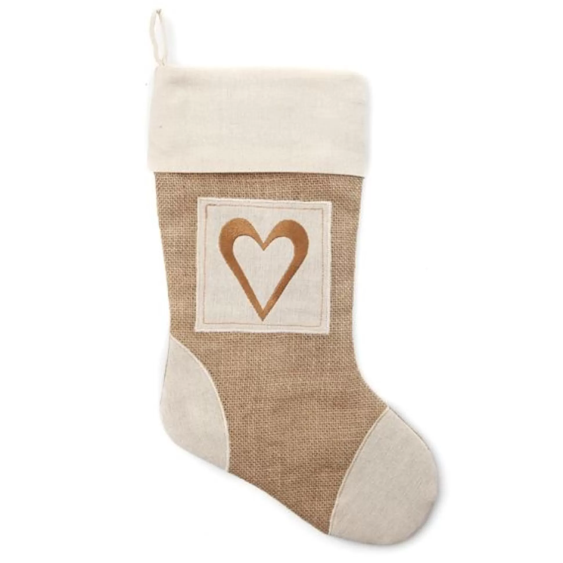 Personalised Burlap Heart Christmas Stocking Personalised Stockings |