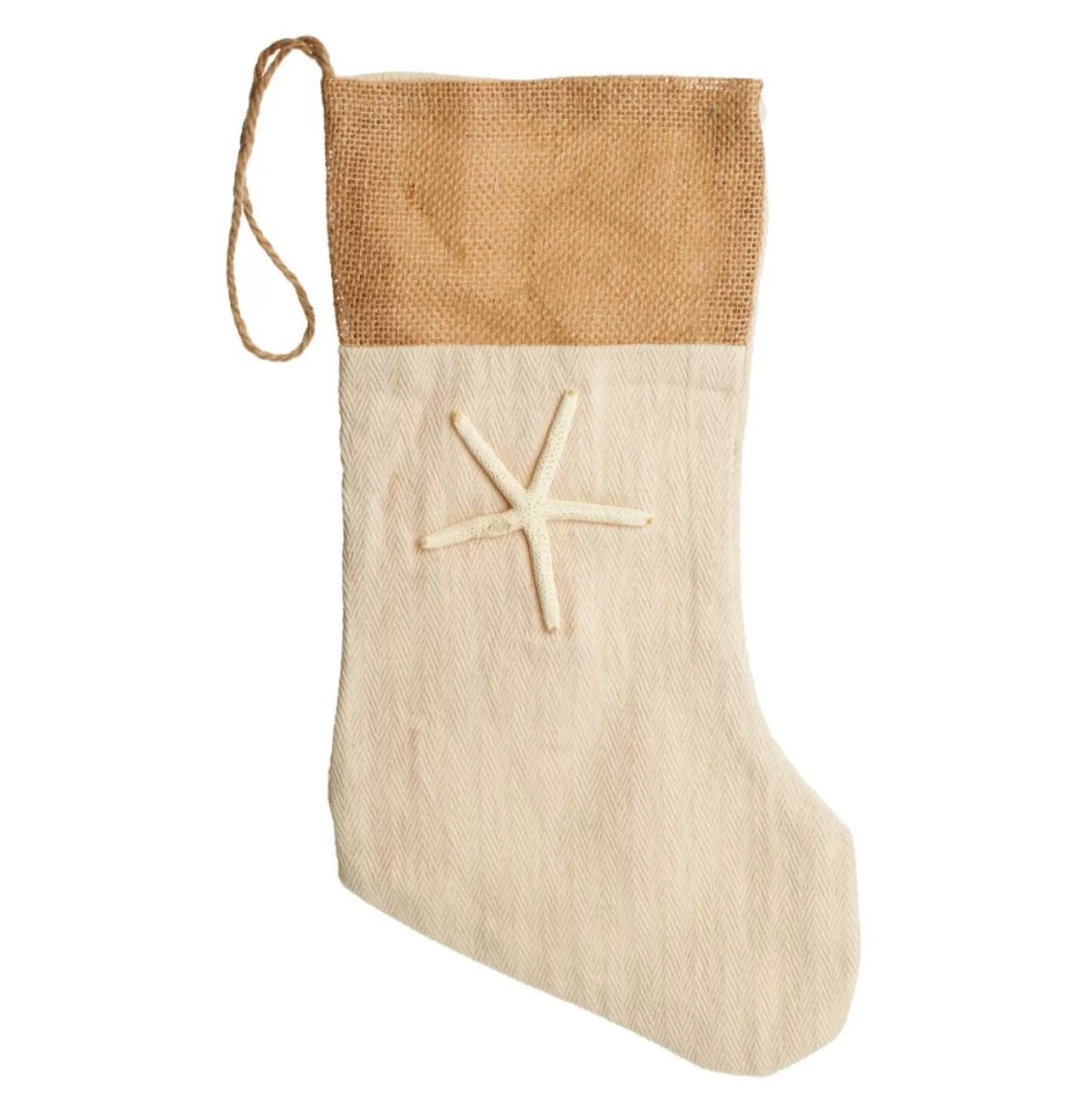 Personalised Burlap Starfish Christmas Stocking Personalised Stockings |