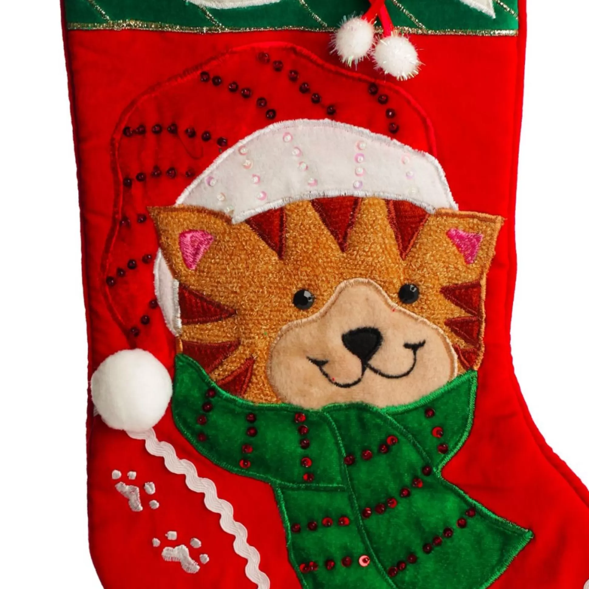 Personalised Cat with Fish Christmas Stocking Personalised Stockings |