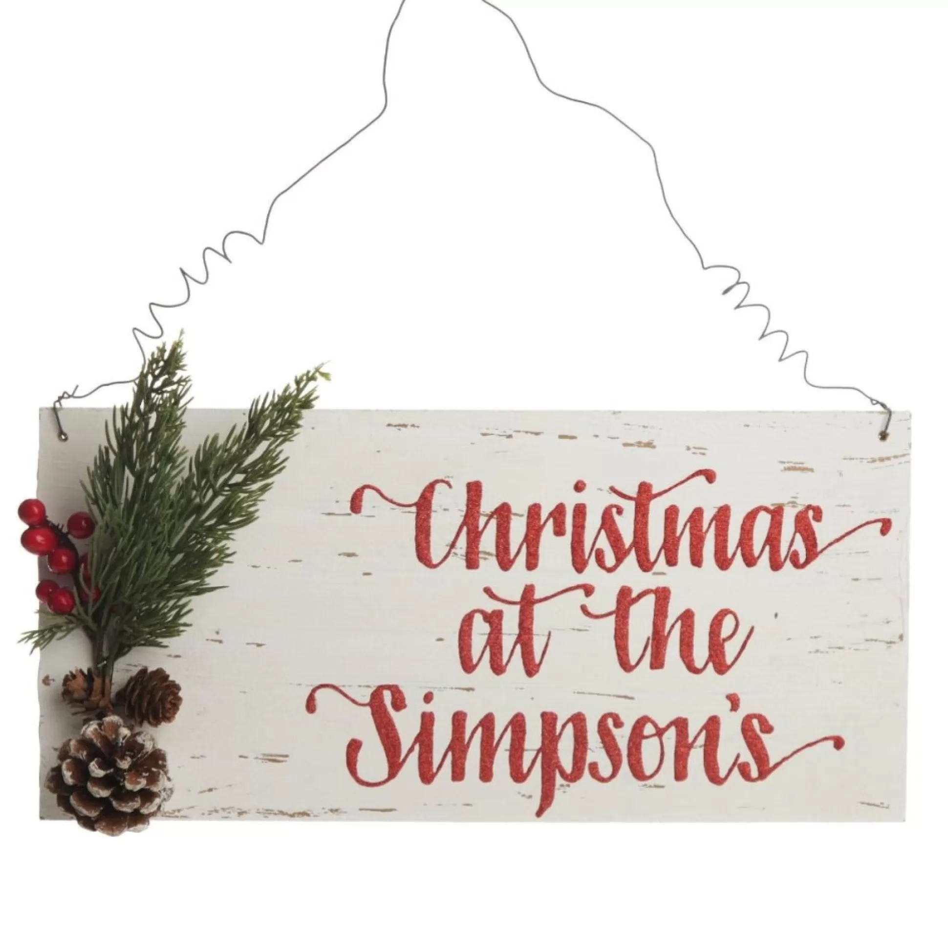 Personalised Country Christmas Wood Plaque with Red Berry Christmas Plaques |