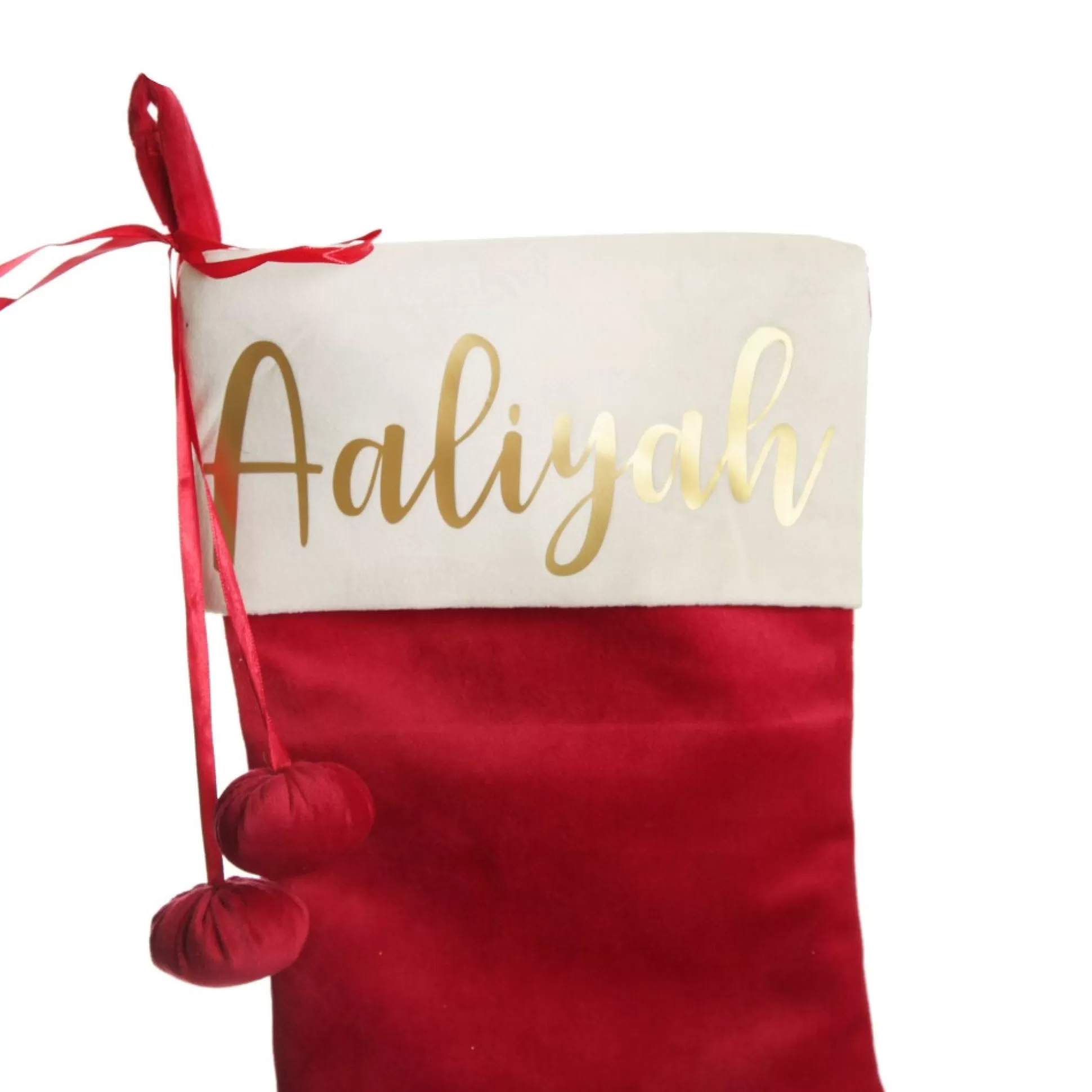 Personalised Dark Red Velvet Christmas Stocking Personalised Stockings |