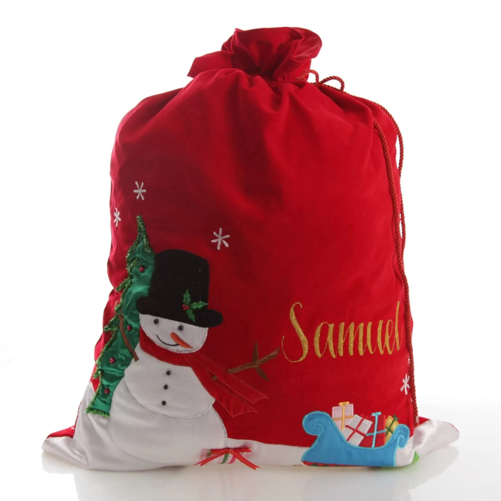 Personalised Deluxe Velvet Snowman Sack Personalised Santa Sacks |
