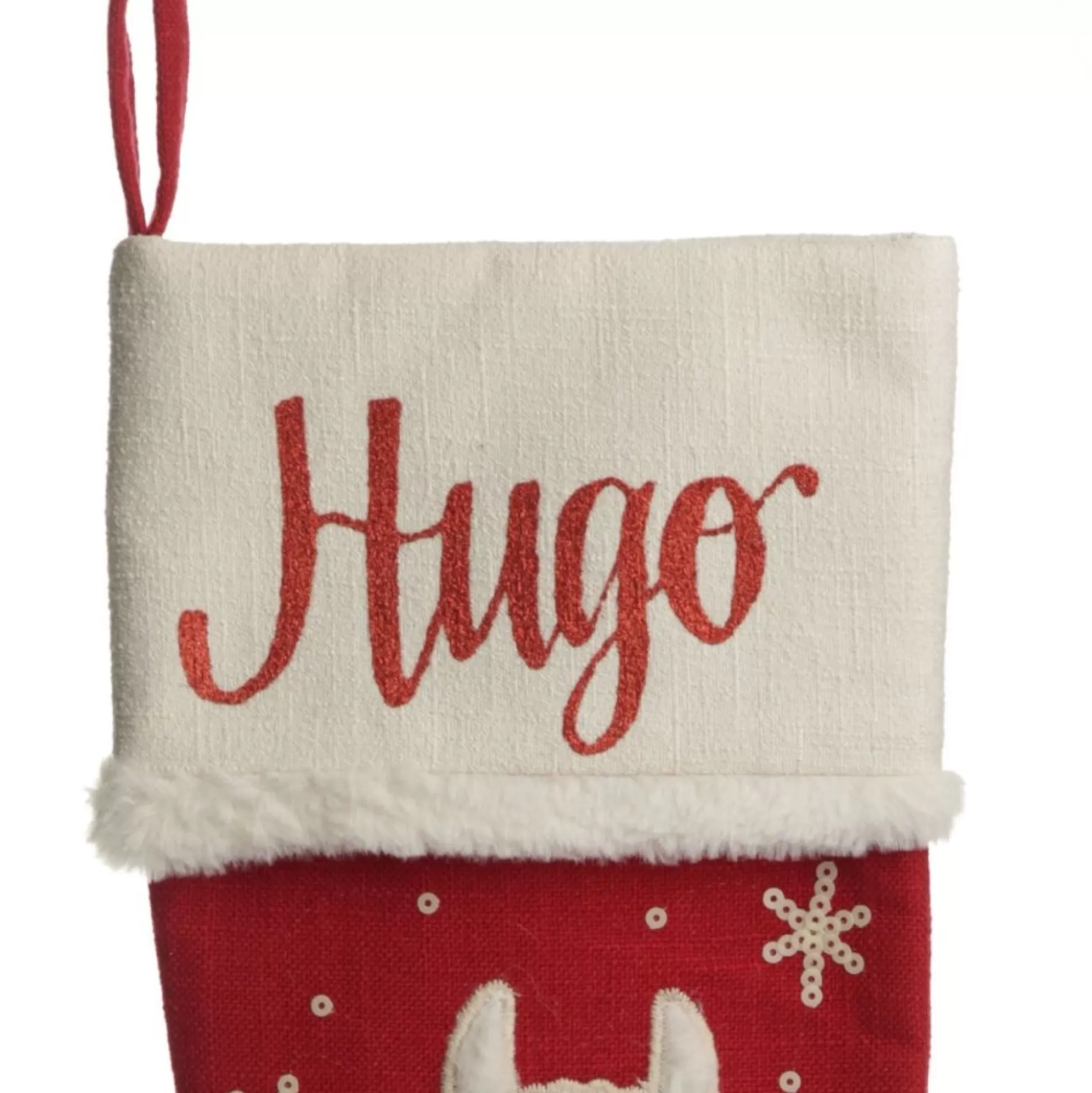 Personalised Fluffy Boy Llama Red Christmas Stocking Personalised Stockings |