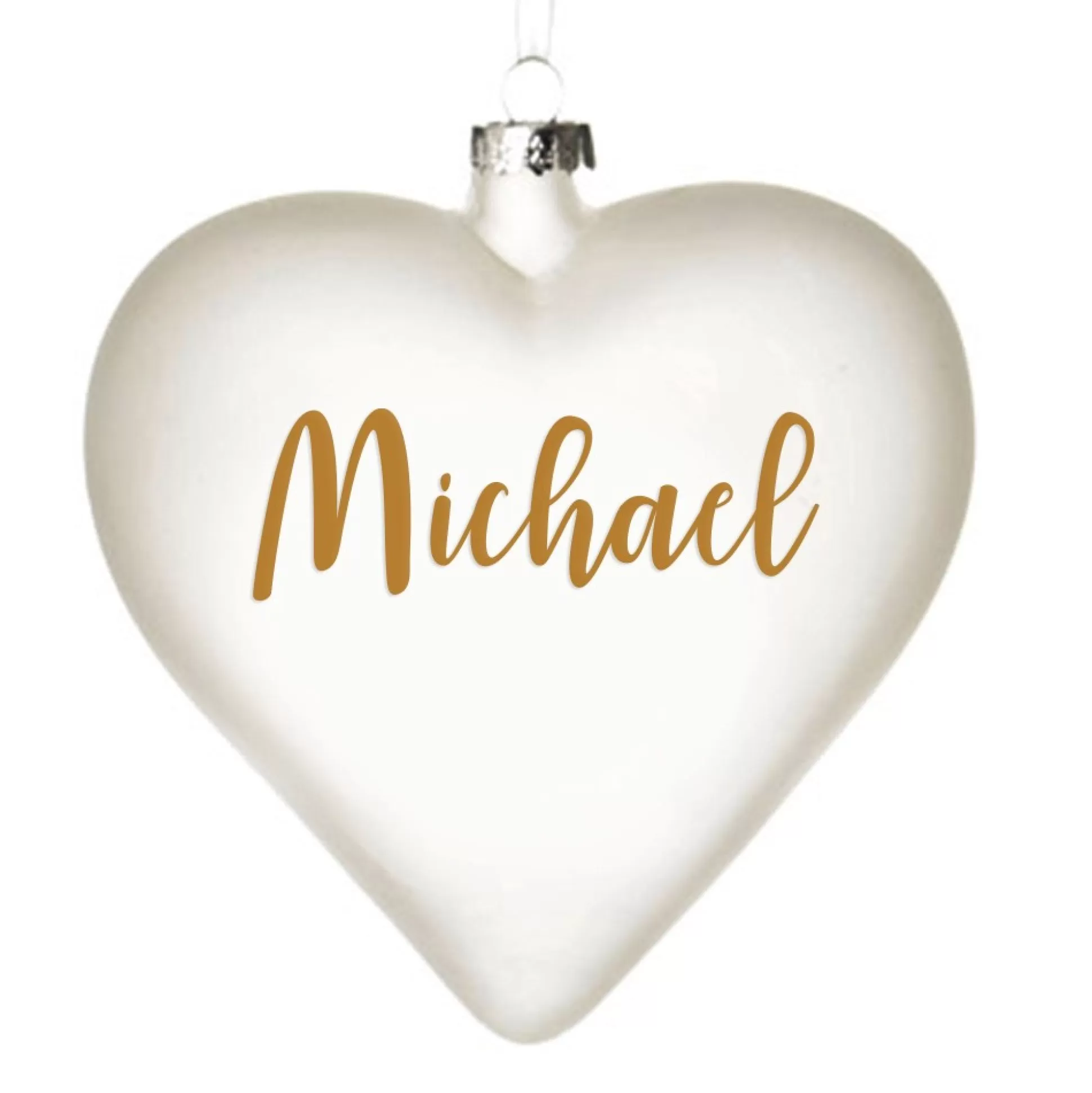 Personalised Frosted Glass Heart Personalised Baubles |