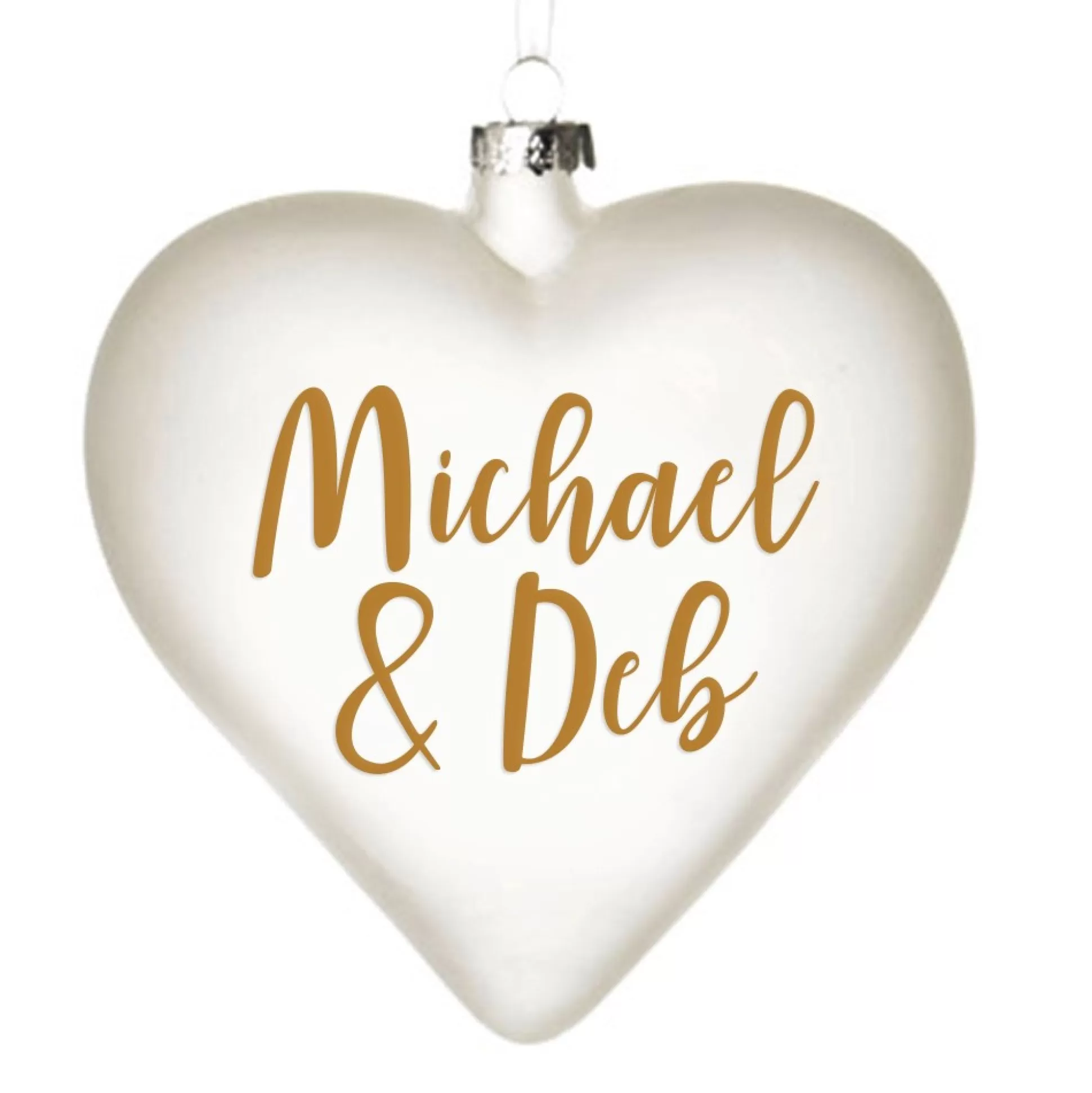 Personalised Frosted Glass Heart Personalised Baubles |
