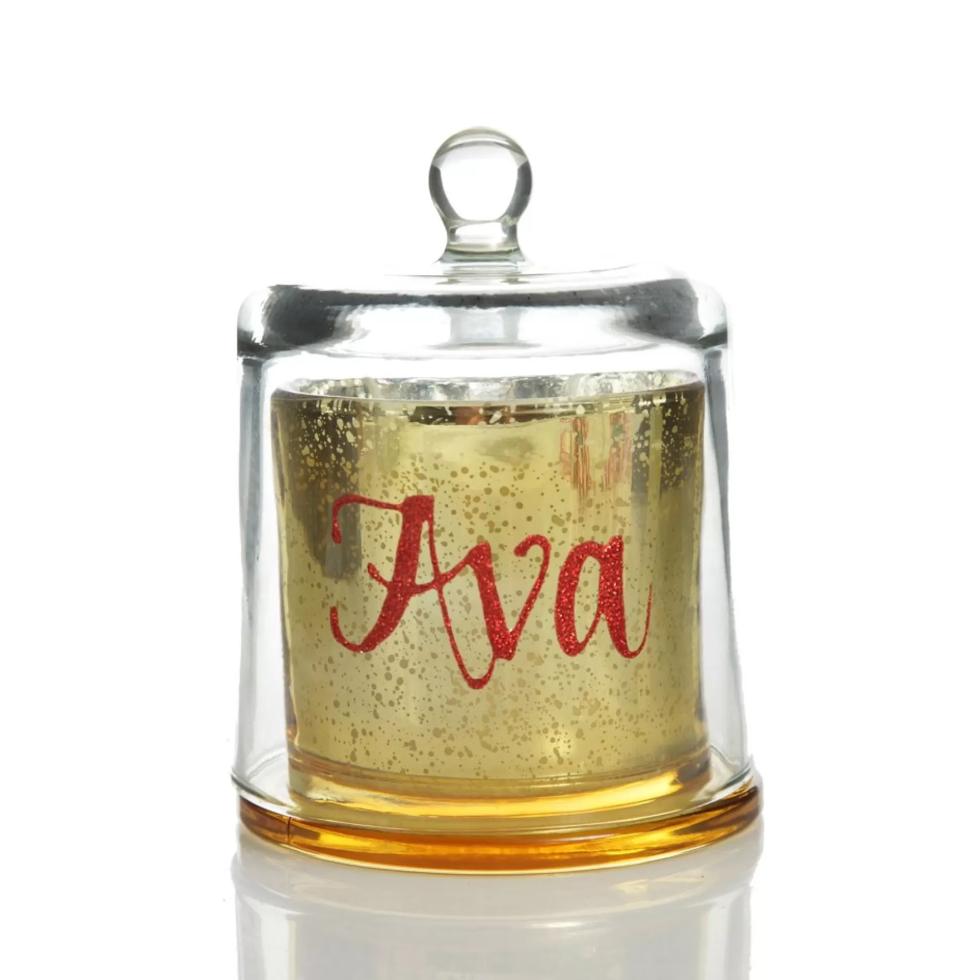 Personalised Gold Scented Christmas Candle with Glass Cloche Christmas Candles And Scents |