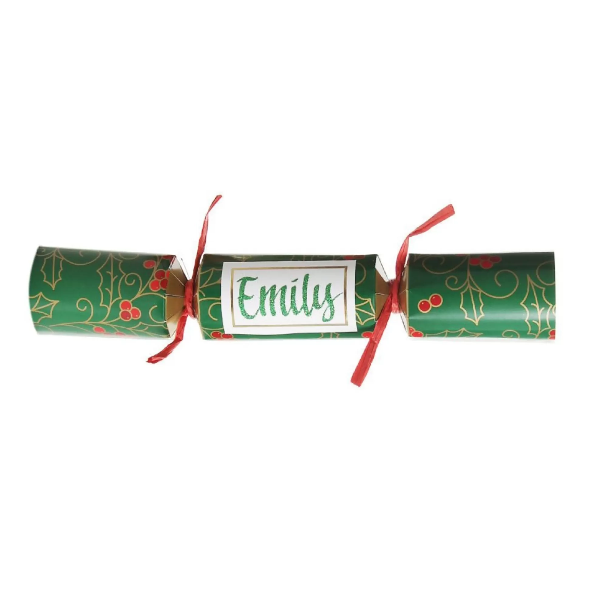 Personalised Green Swirling Holly Bon Bon - Single Christmas Bon Bons |