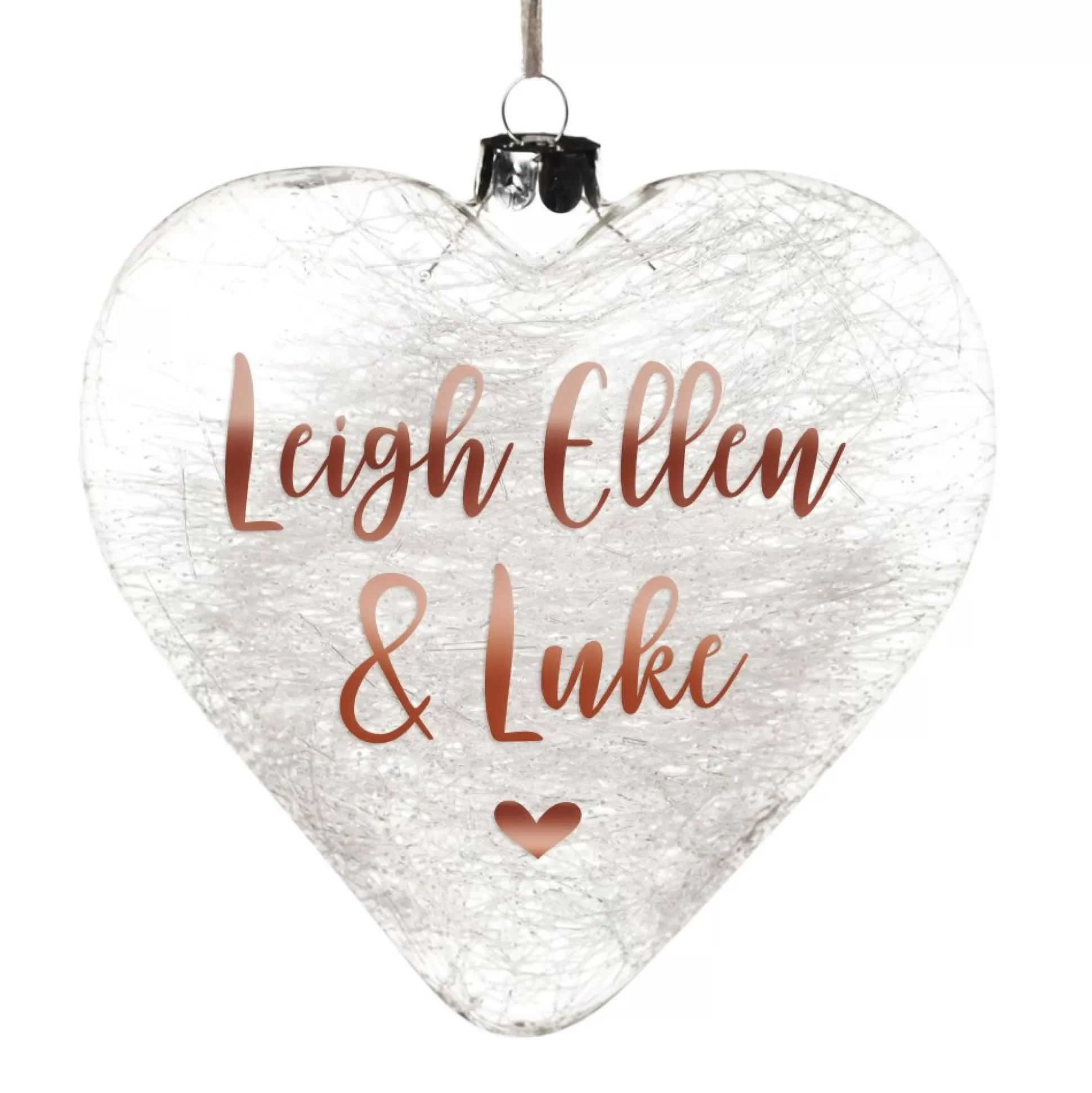 Personalised Icicle Glass Heart Personalised Baubles |