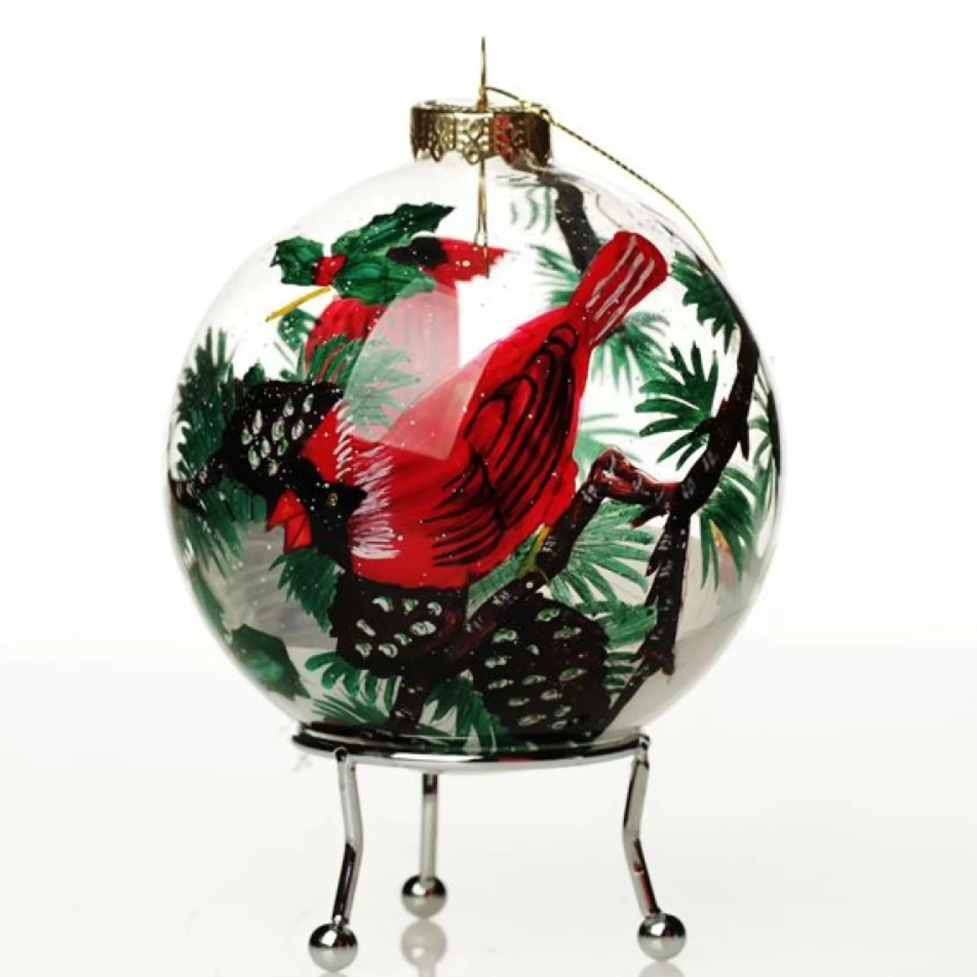 Personalised Inside Painted Cardinal Bird Christmas Bauble Personalised Baubles |