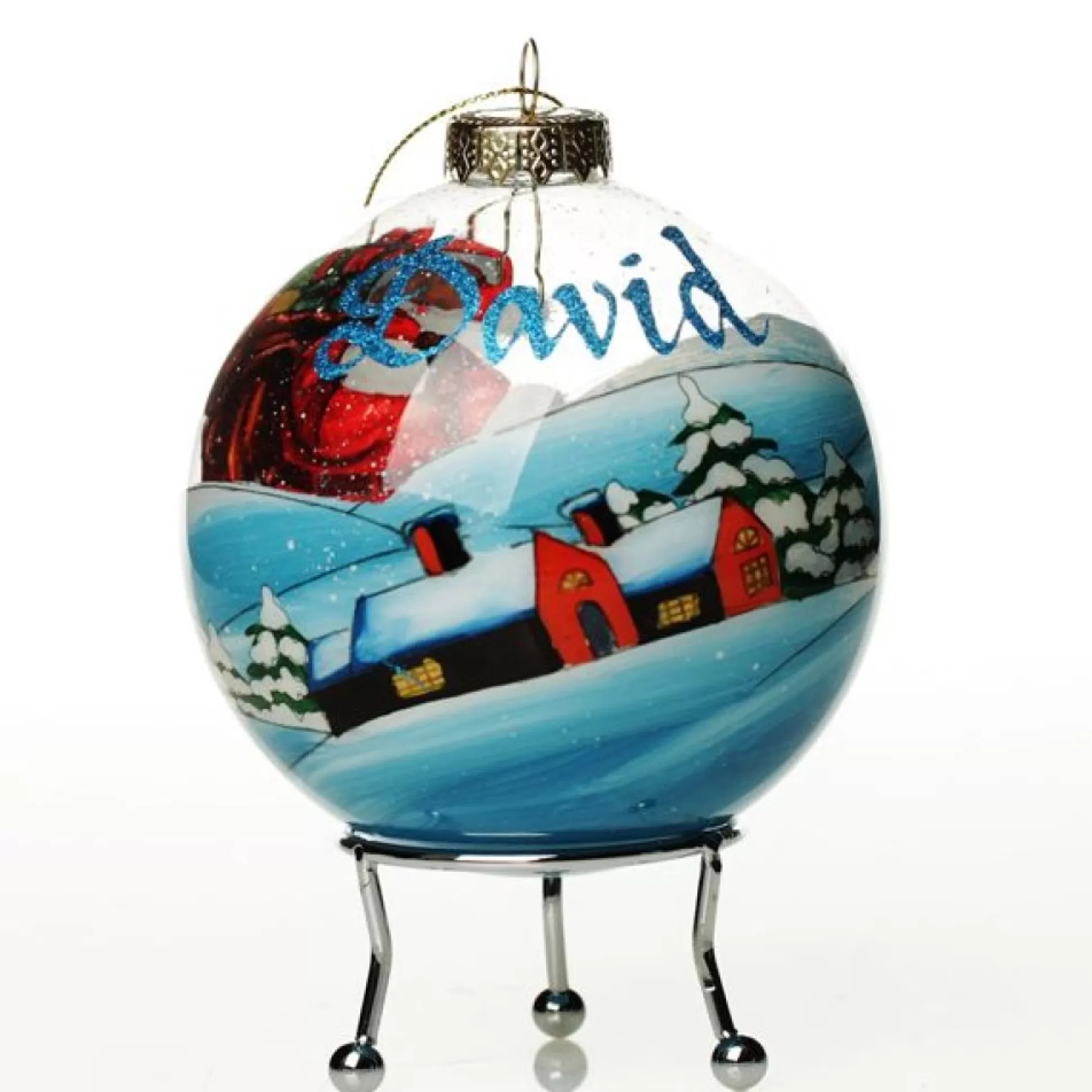 Personalised Inside Painted Santa with Sack Christmas Bauble Personalised Baubles |