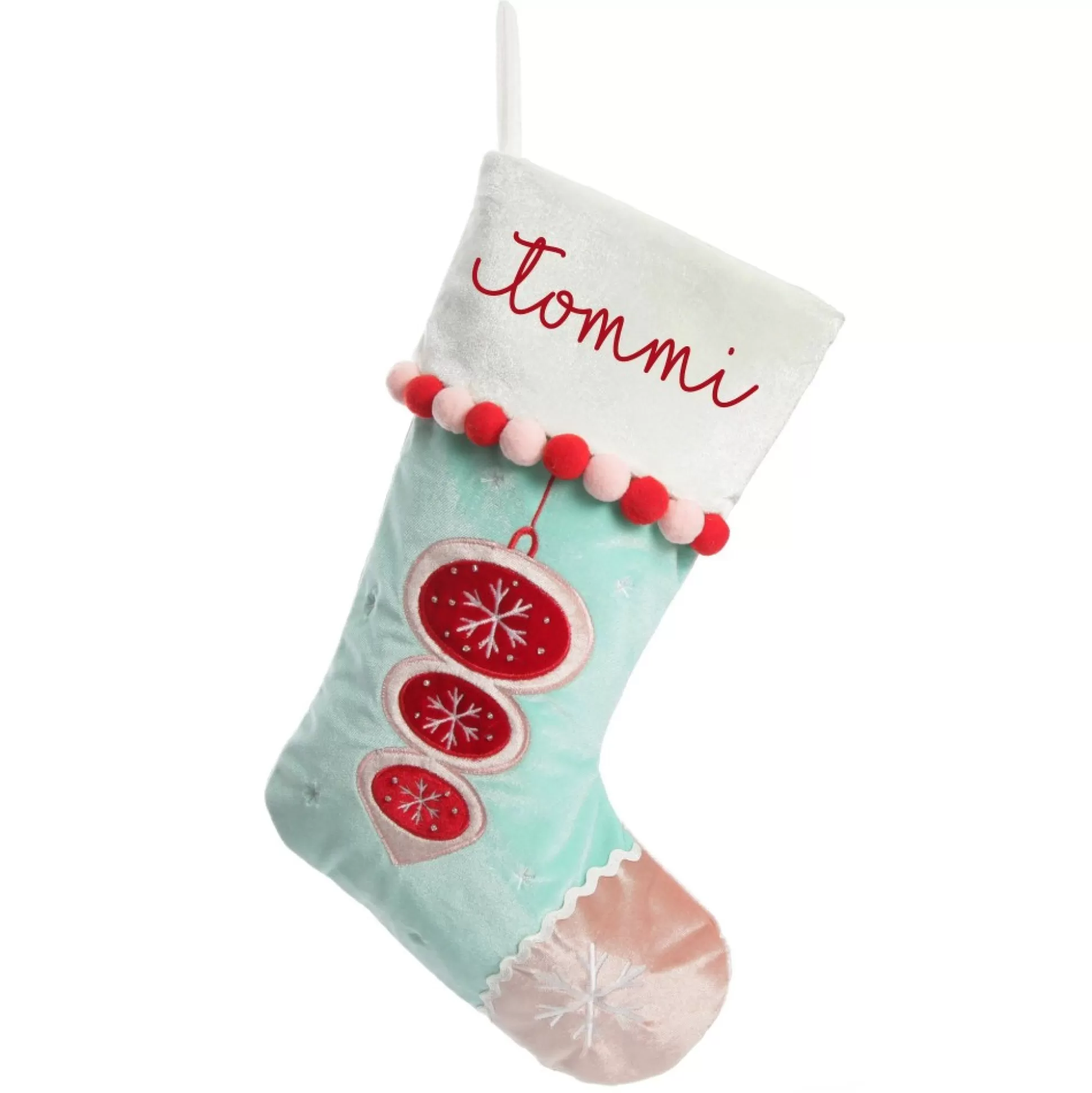 Personalised Peppermint Bauble Christmas Stocking Personalised Stockings |