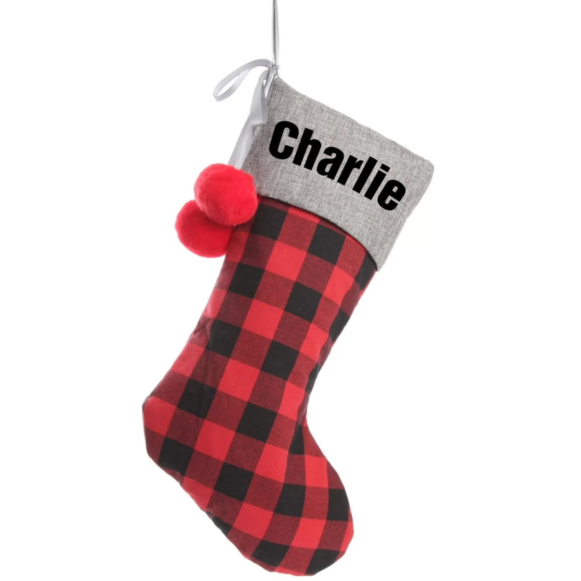 Personalised Red and Black Buffalo Check Christmas Stocking Personalised Stockings |