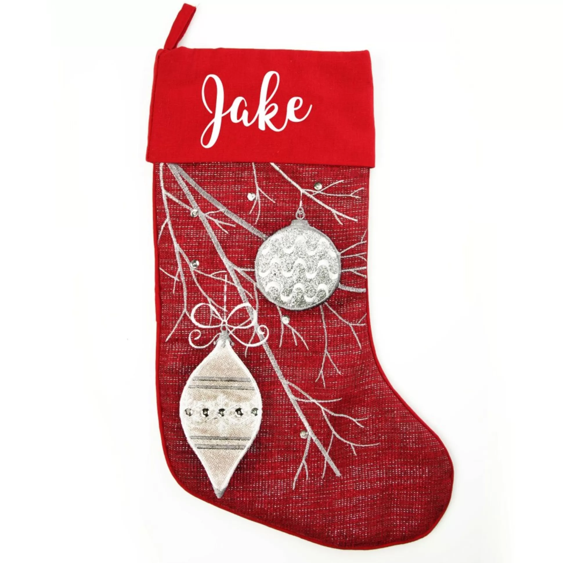 Personalised Red Bauble Christmas Stocking Personalised Stockings |