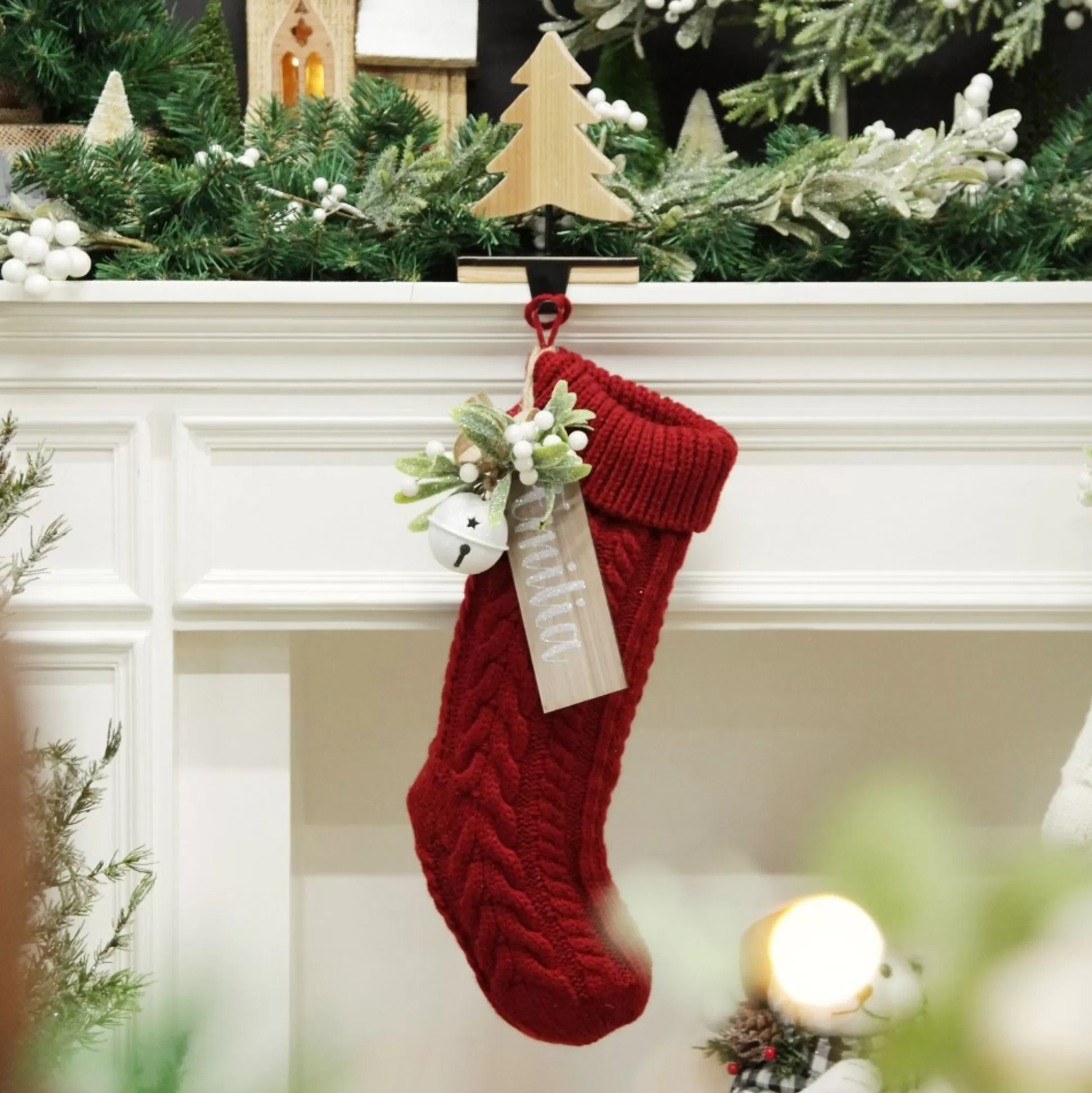 Personalised Red Cable Knit Christmas Stocking Personalised Stockings |