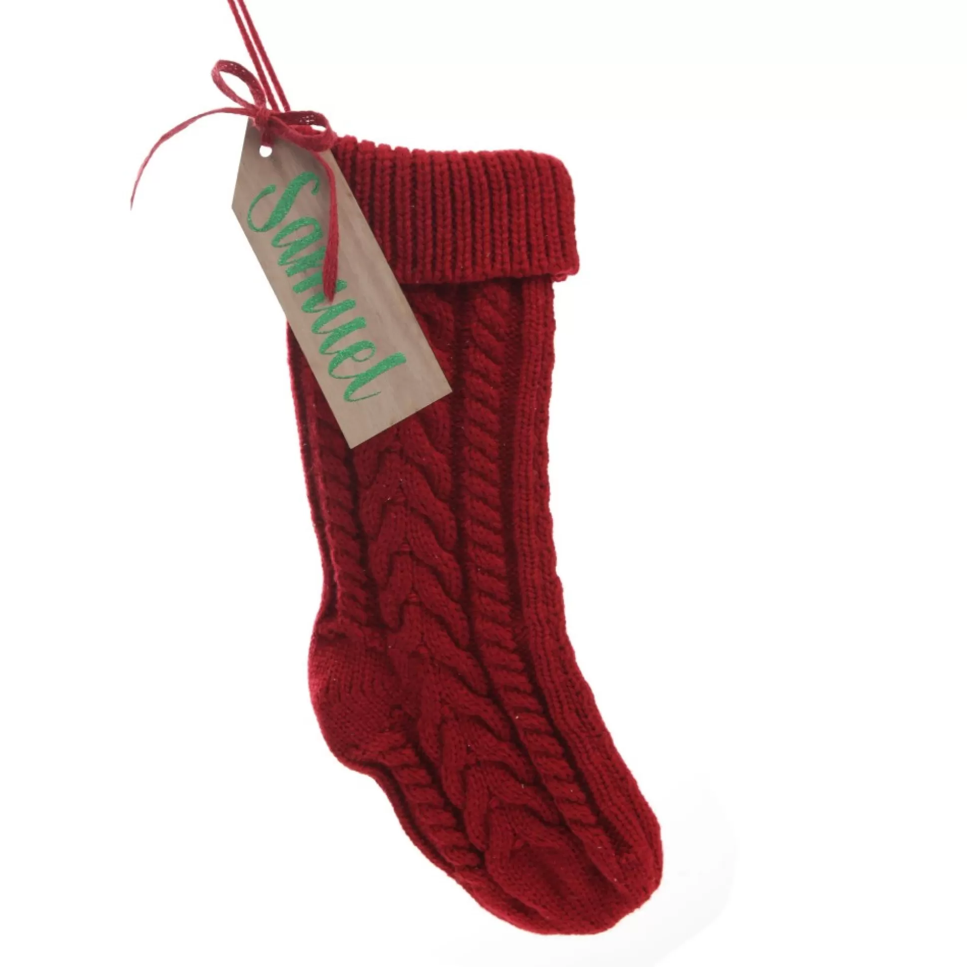 Personalised Red Cable Knit Christmas Stocking Personalised Stockings |