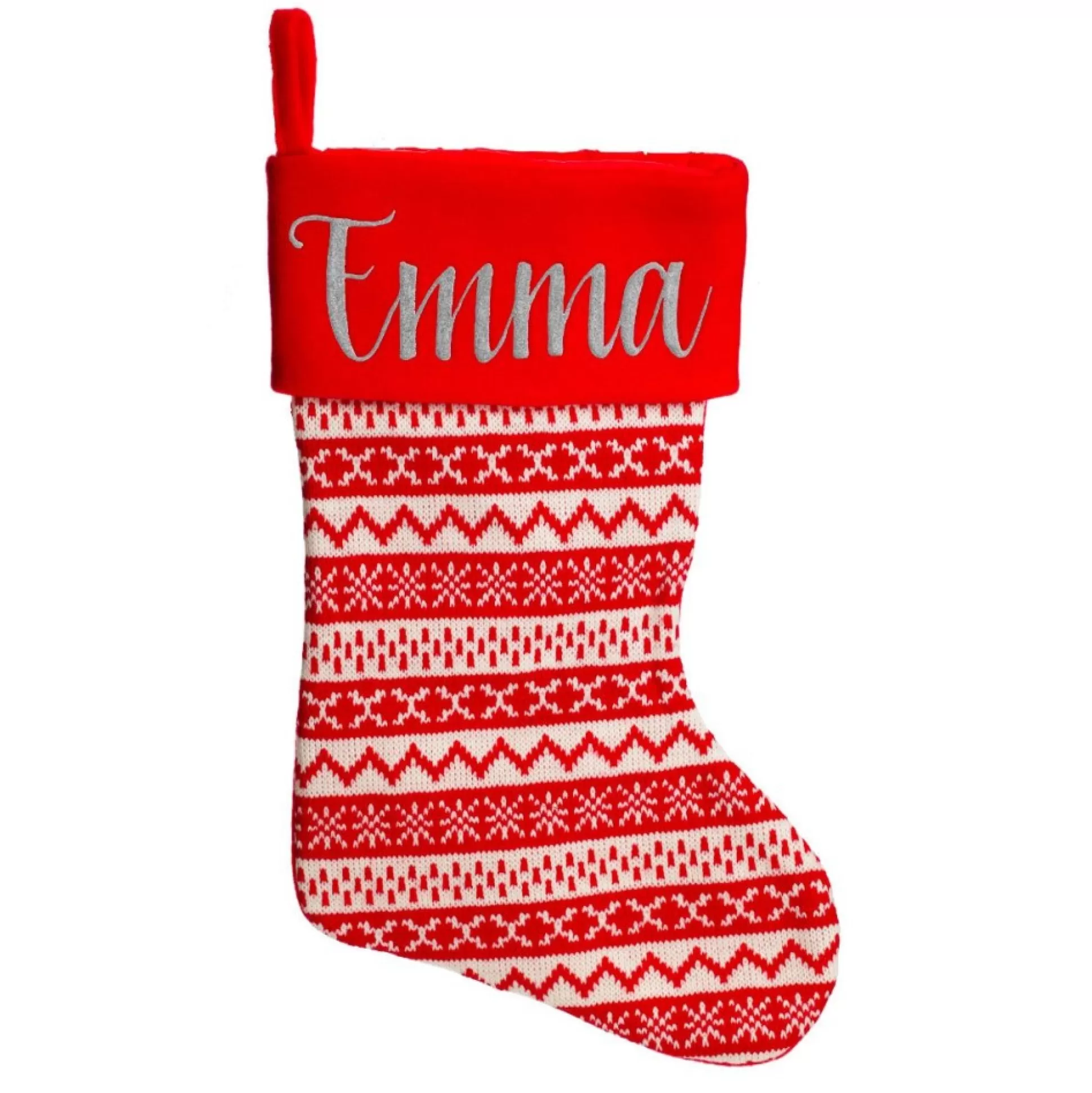 Personalised Red Knitted Christmas Stocking Personalised Stockings |