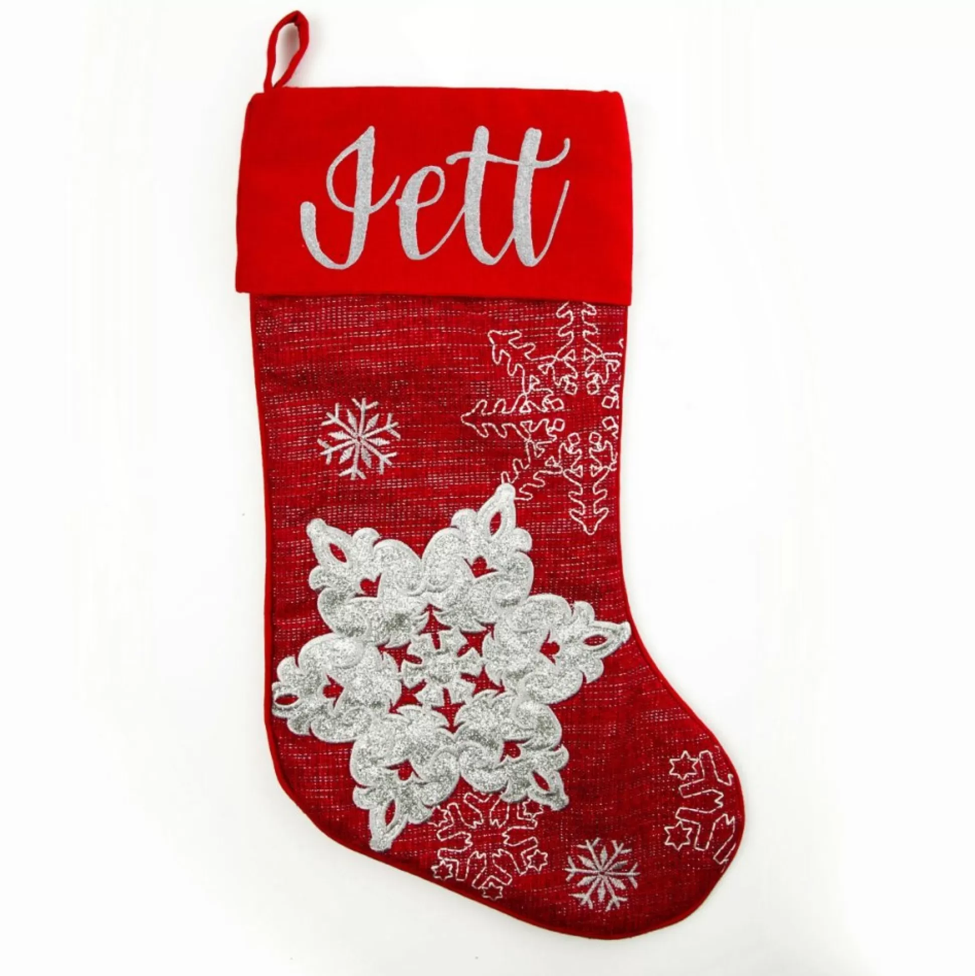 Personalised Red Snowflake Christmas Stocking Personalised Stockings |