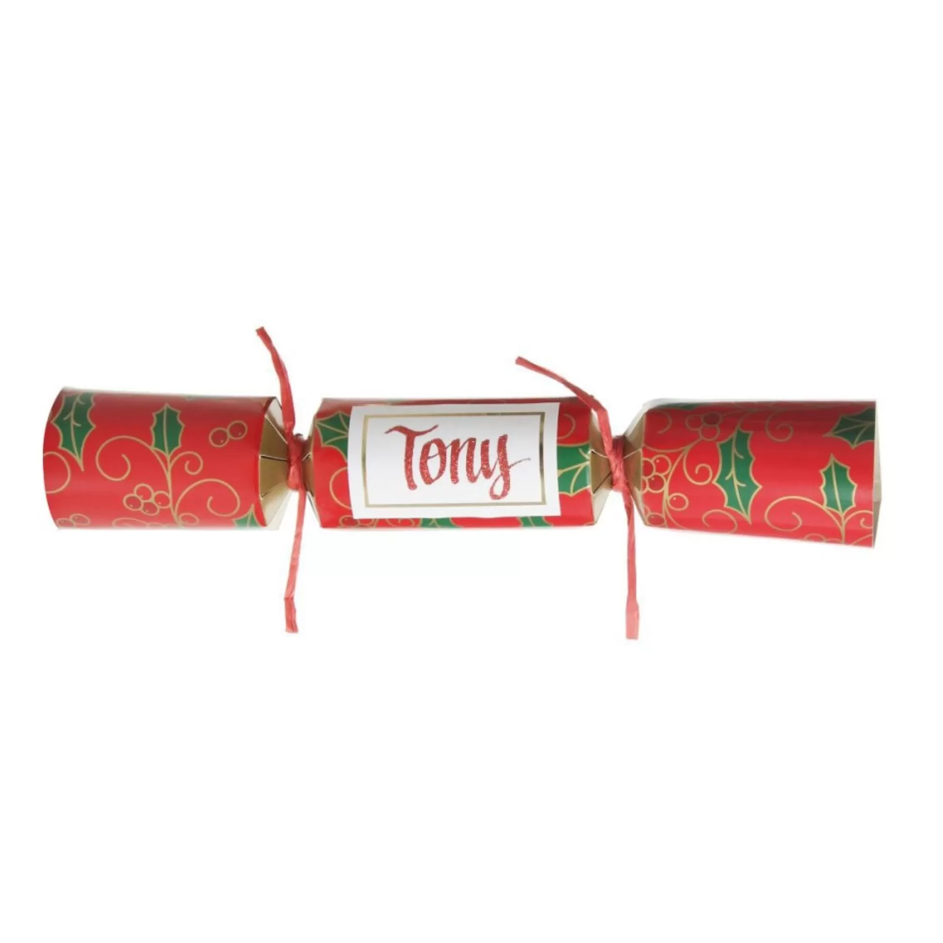 Personalised Red Swirling Holly Bon Bon - Single Christmas Bon Bons |