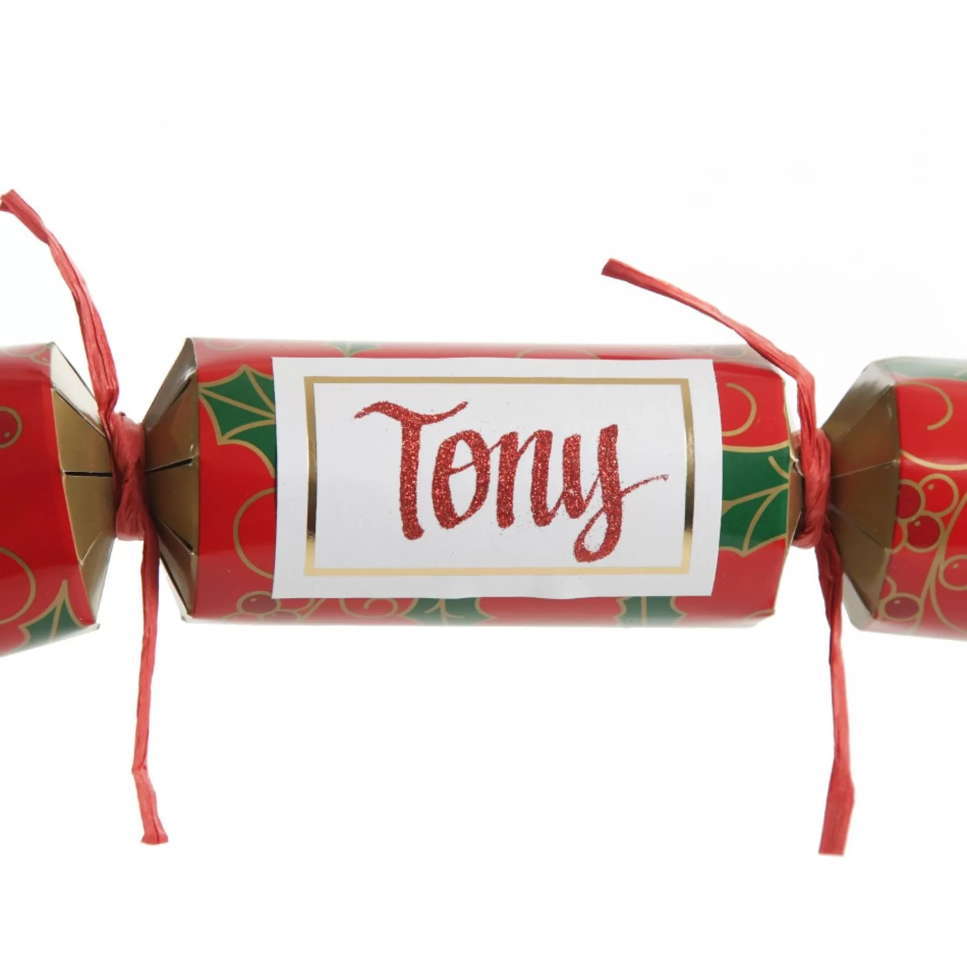 Personalised Red Swirling Holly Bon Bon - Single Christmas Bon Bons |