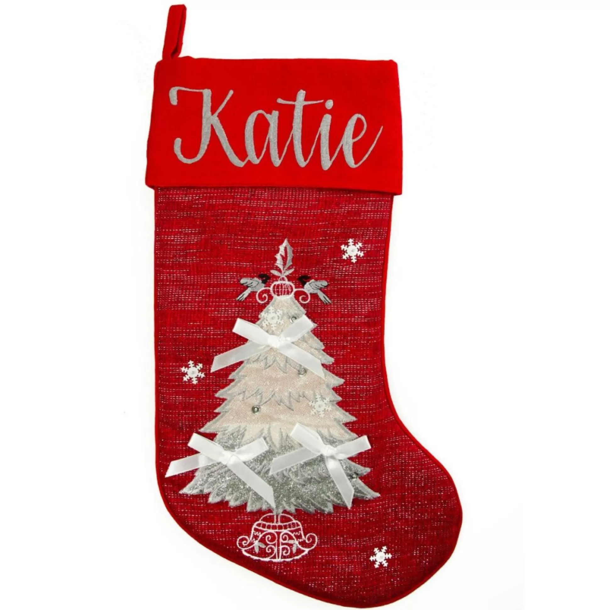 Personalised Red Tree Christmas Stocking Personalised Stockings |